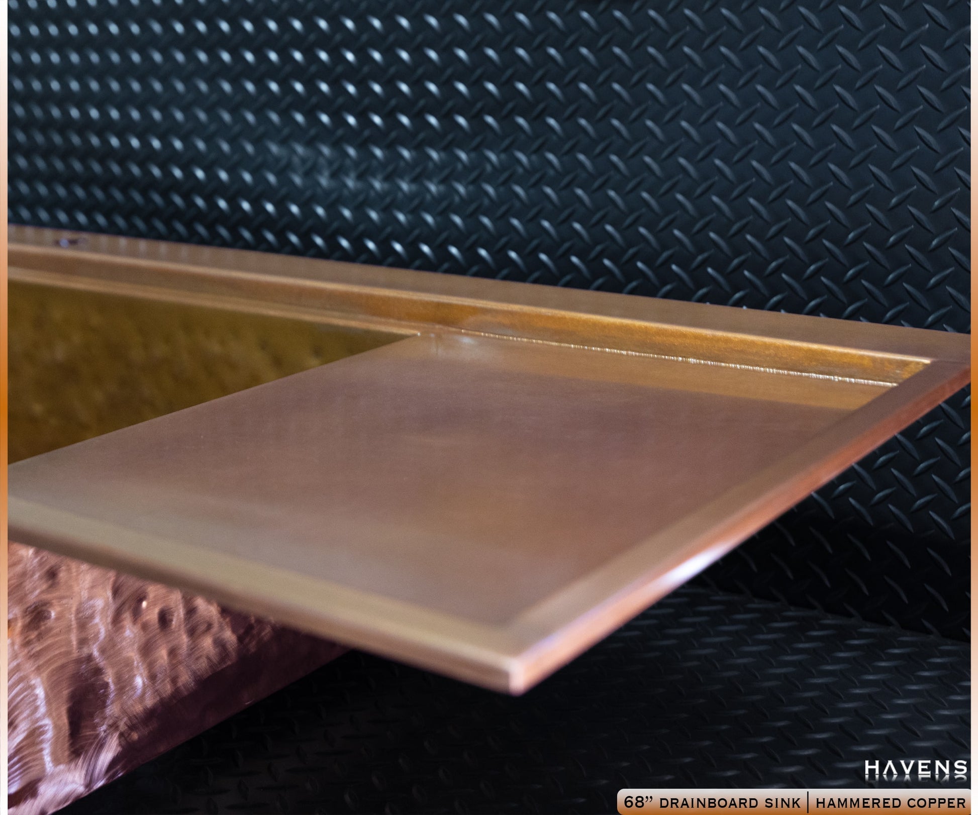 Custom Double Drainboard Sink - Pure Copper - Havens | Luxury Metals