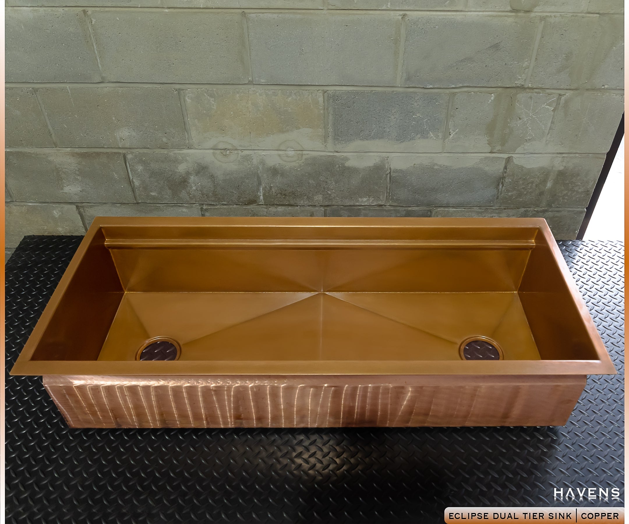 Eclipse Dual-Tier Sink - Pure Copper - Havens | Luxury Metals