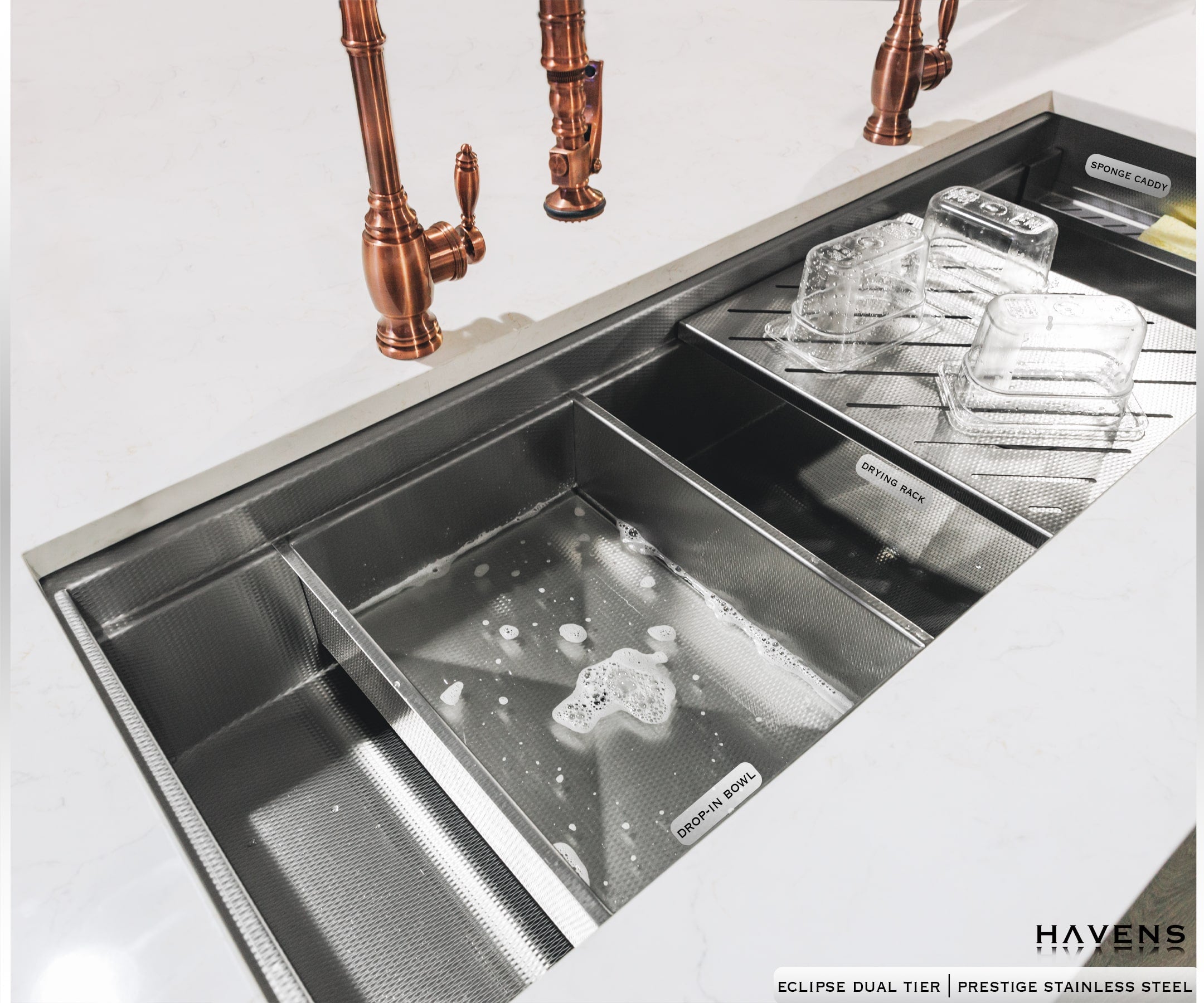 Eclipse Dual-Tier Sink - Stainless Steel - Havens | Luxury Metals