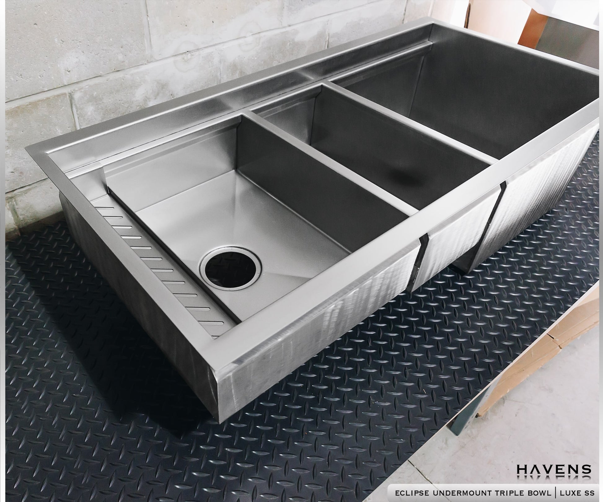 Triple Bowl Sink - Stainless Steel - Havens | Luxury Metals