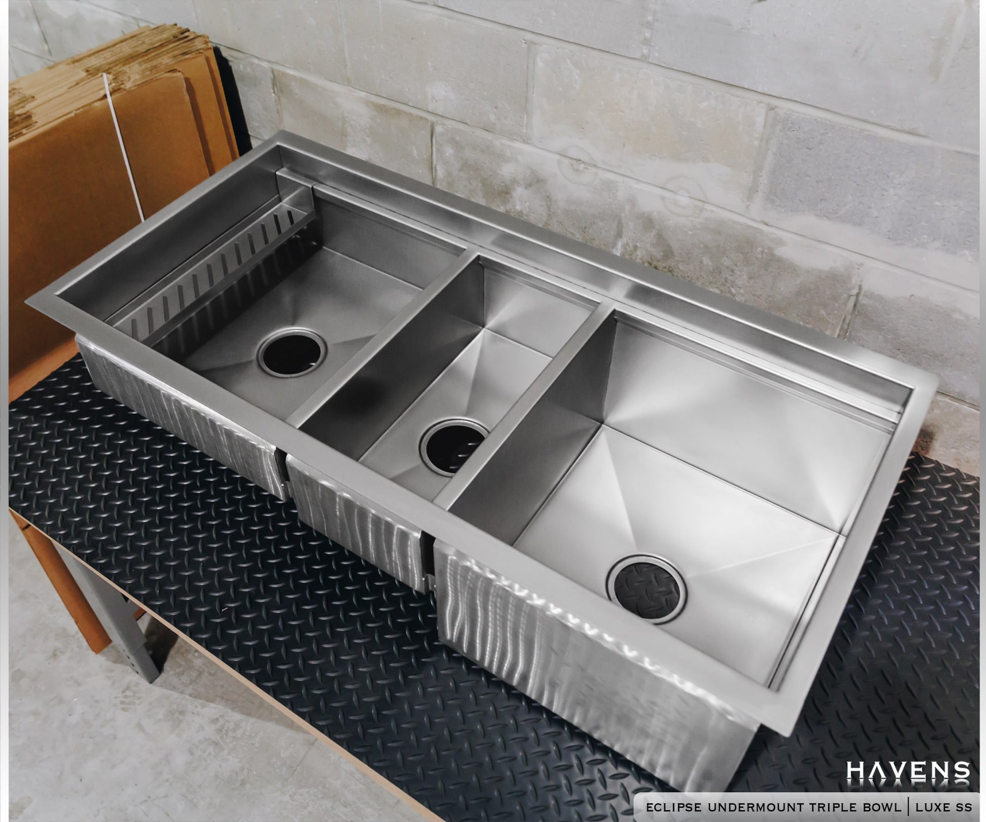 Triple Bowl Sink - Stainless Steel - Havens | Luxury Metals