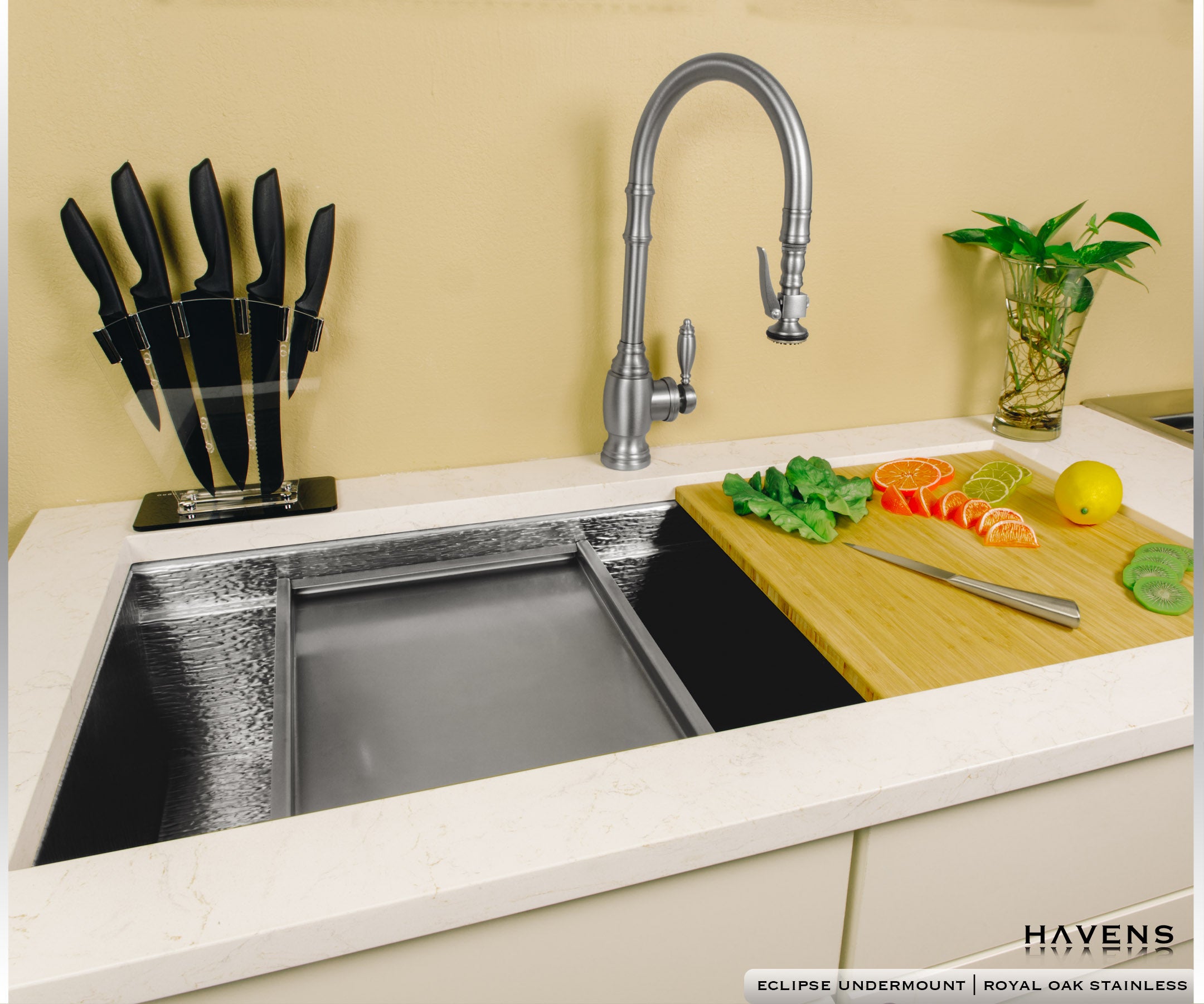 Eclipse Dual-Tier Sink - Stainless Steel - Havens | Luxury Metals