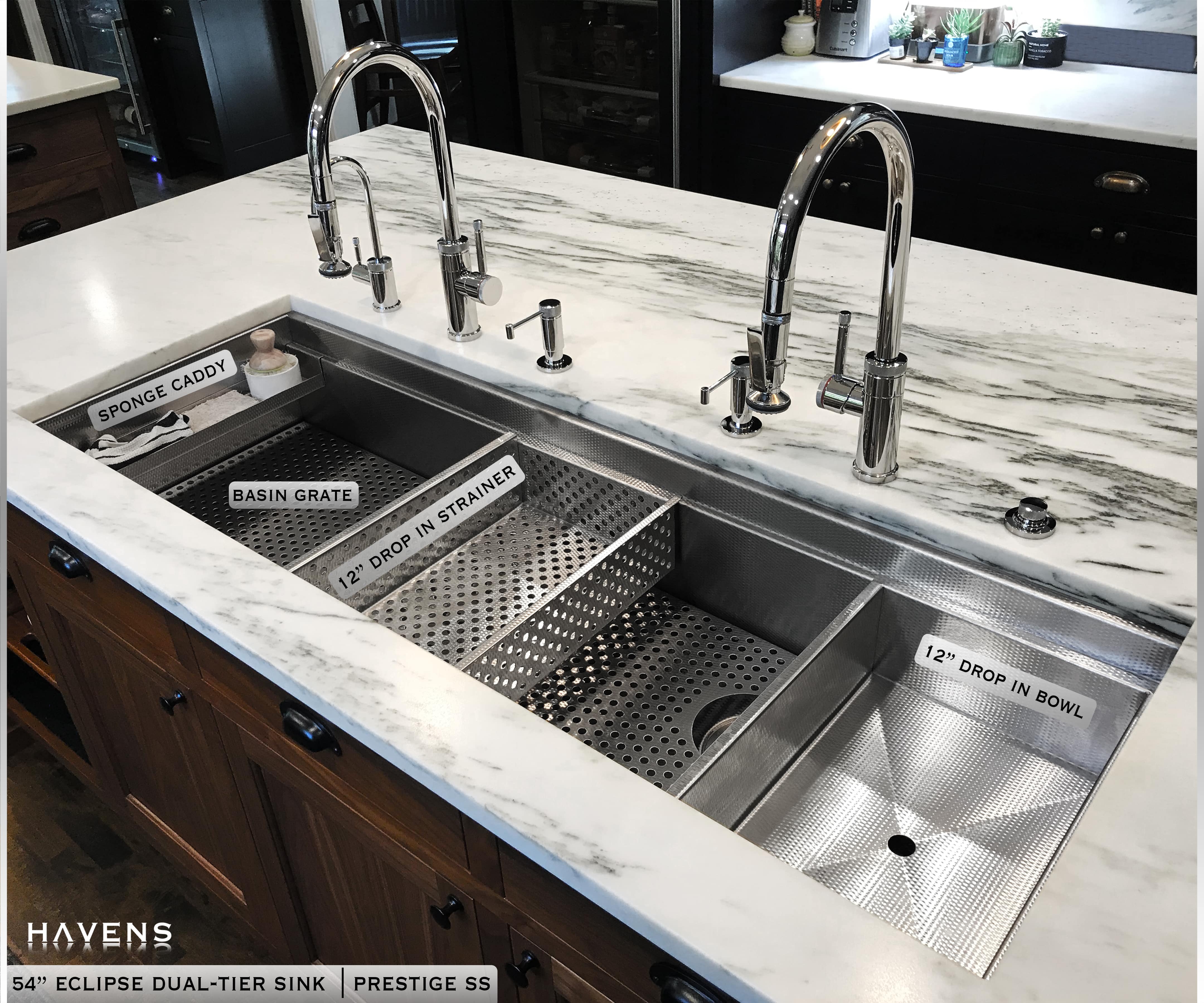 Eclipse Dual-Tier Sink - Stainless Steel - Havens | Luxury Metals