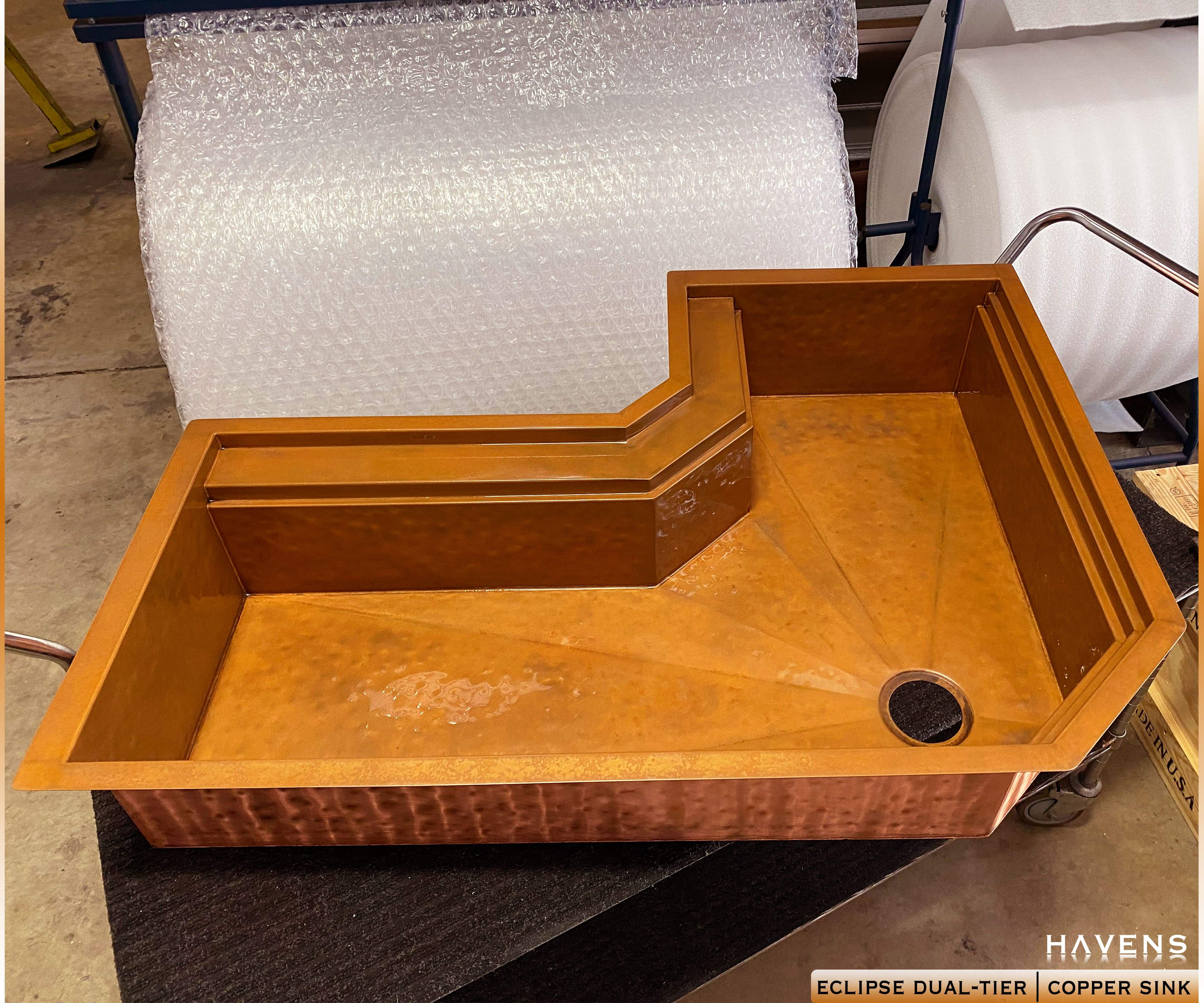 Custom Corner Sink - Pure Copper - Havens | Luxury Metals