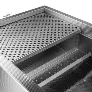Stainless steel grid drain and sponge caddy