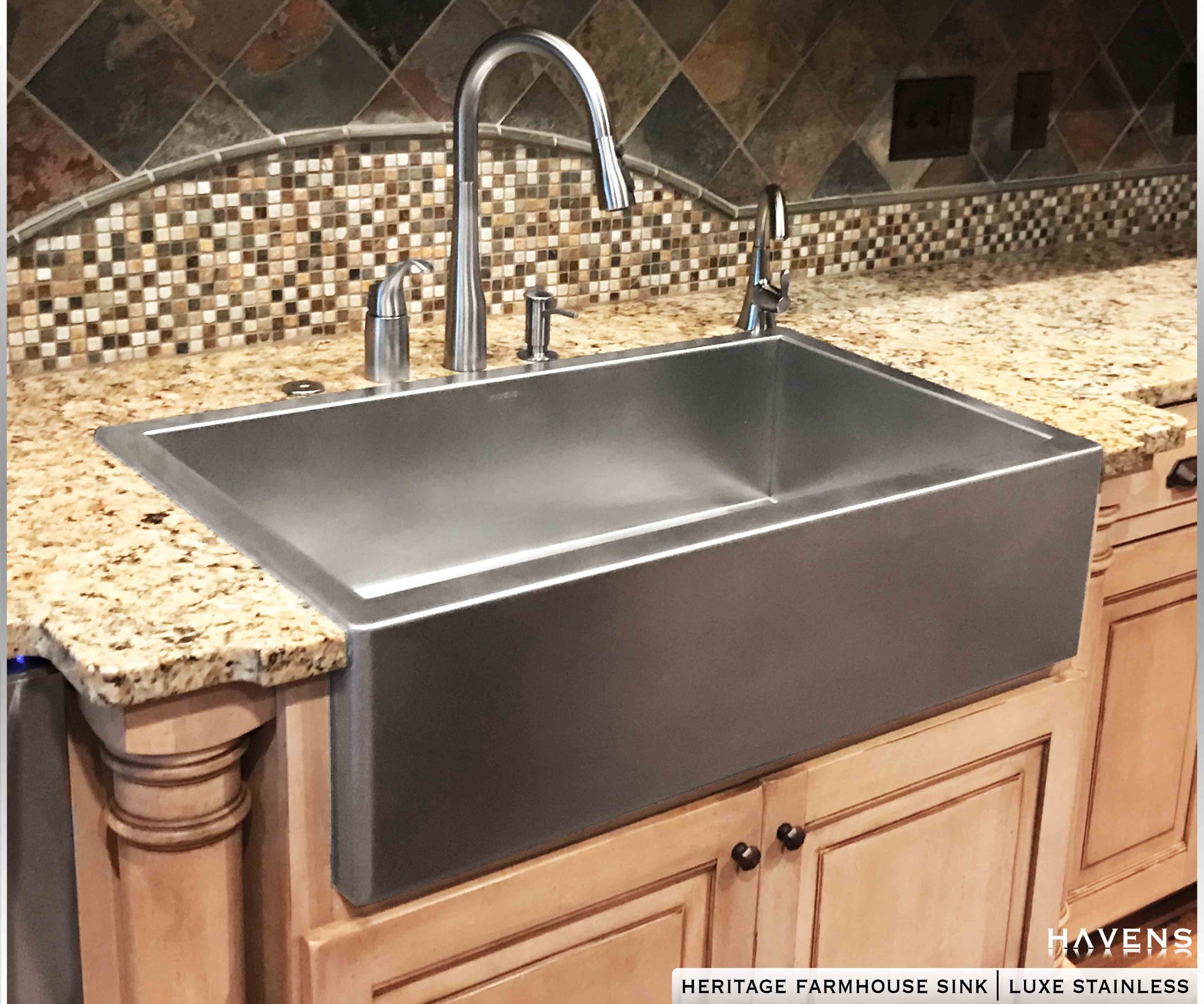 Custom Topmount Farmhouse Sink - Stainless - Havens | Luxury Metals