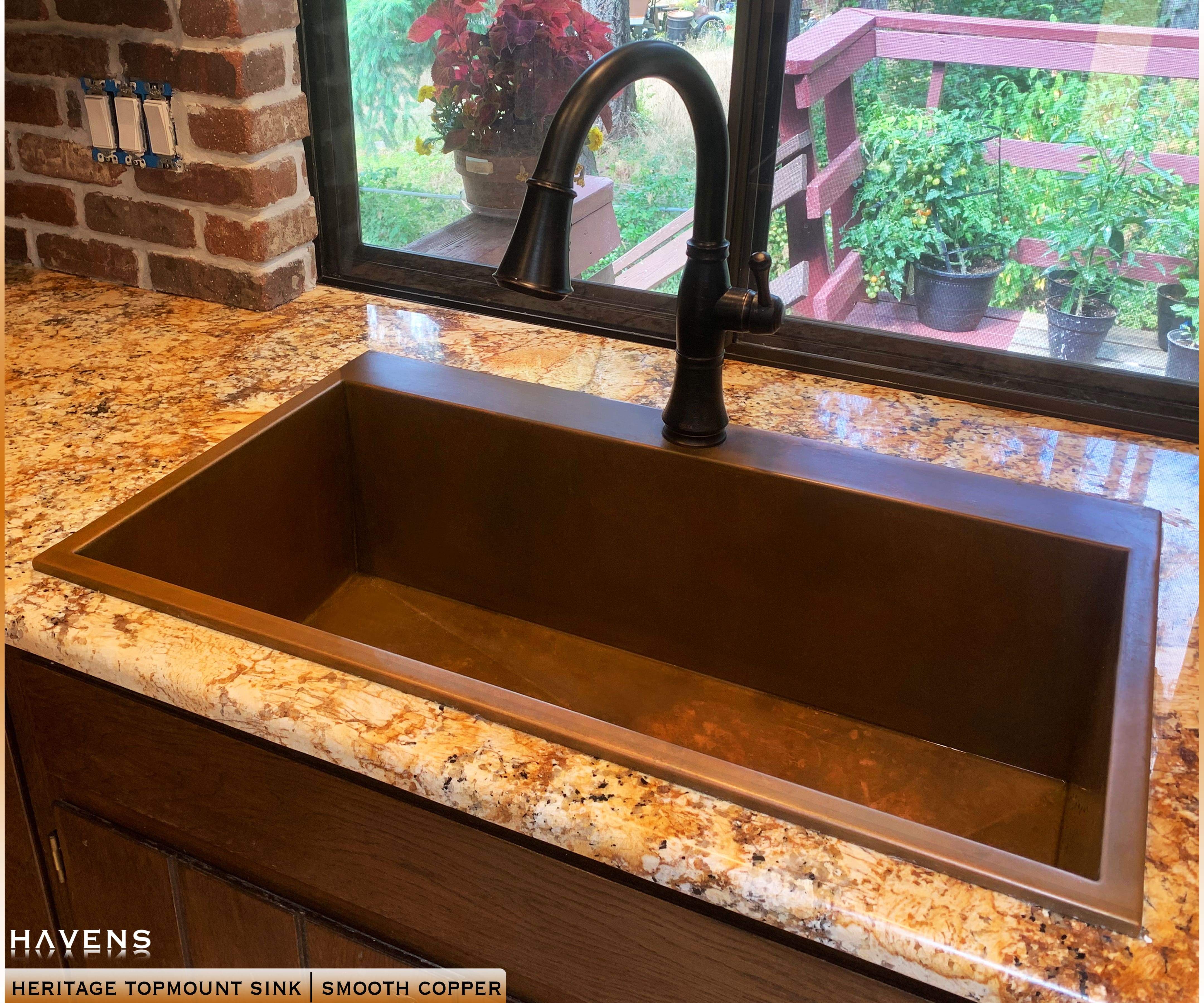 Custom Topmount Sink - Pure Copper - Havens | Luxury Metals