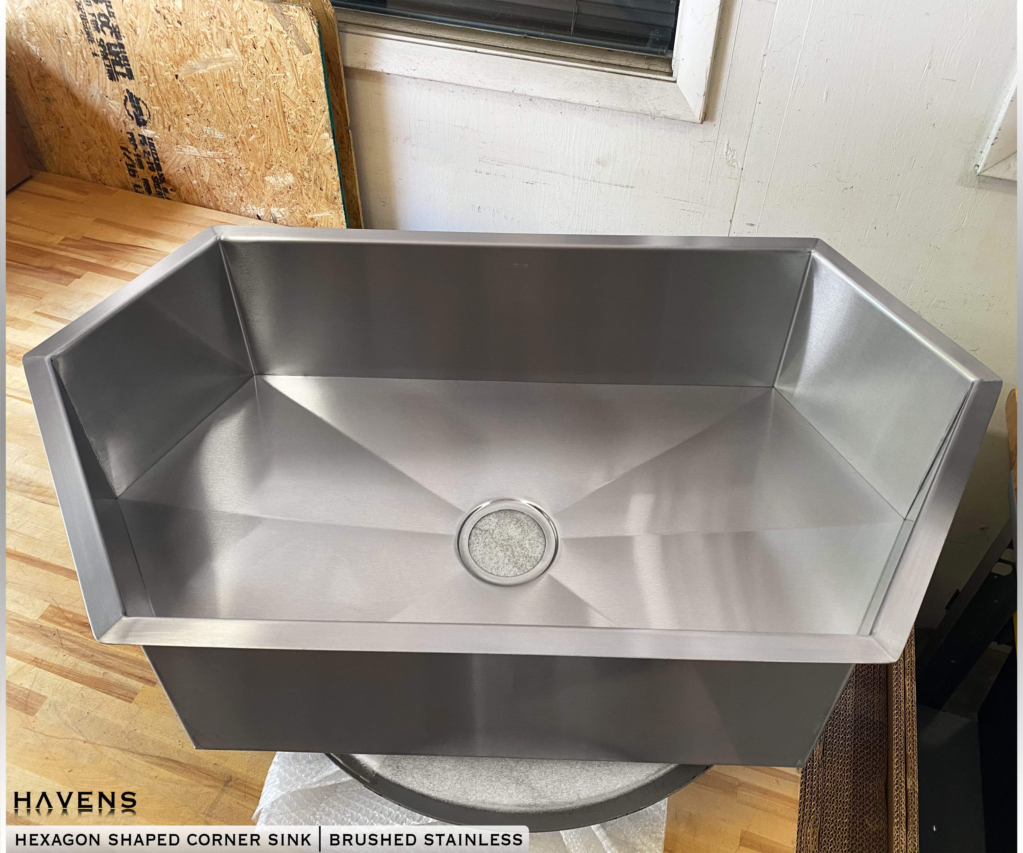 Custom Corner Sink - Stainless - Havens | Luxury Metals