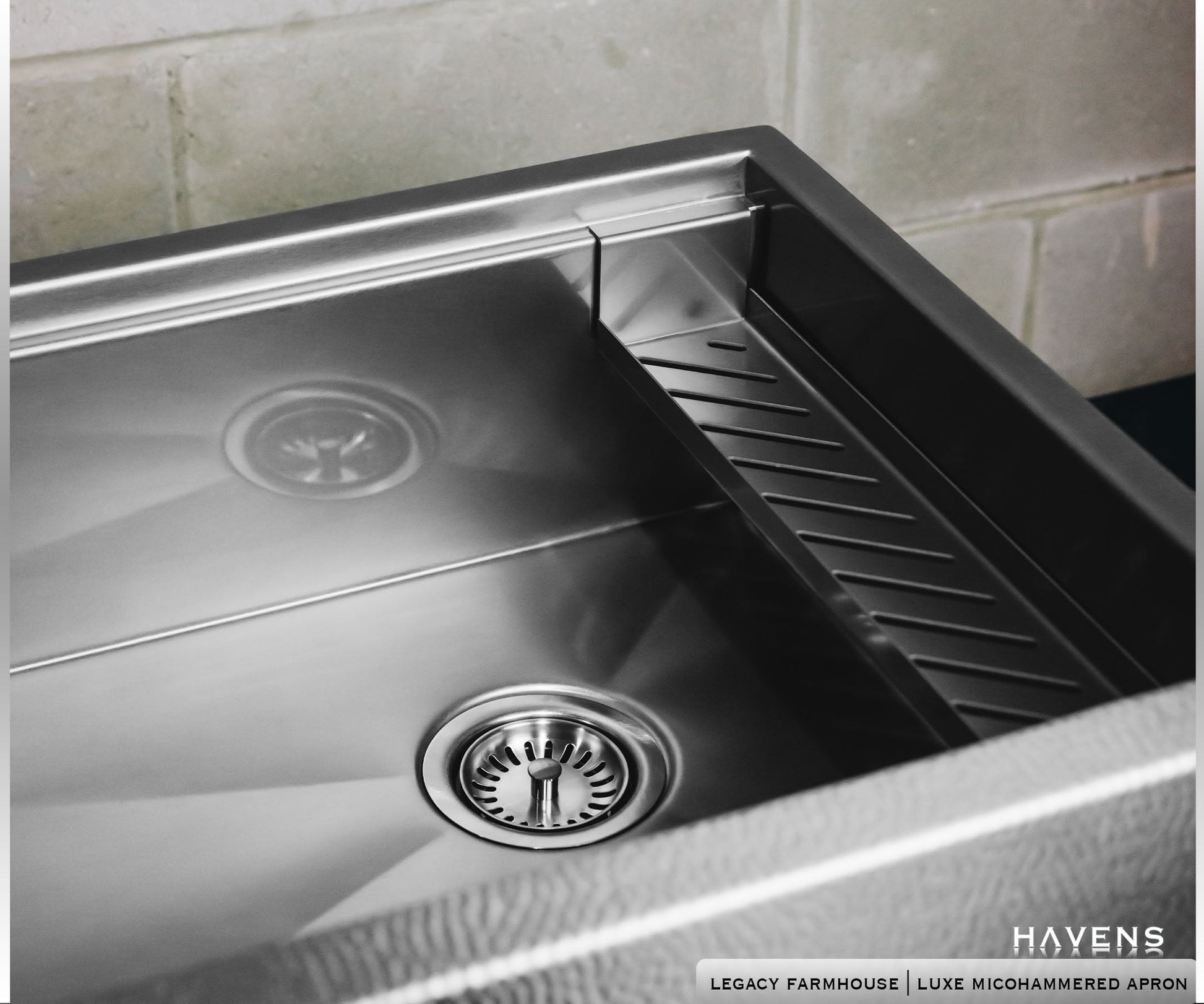 Legacy Farmhouse Sink - Split Finish Stainless - Havens | Luxury Metals