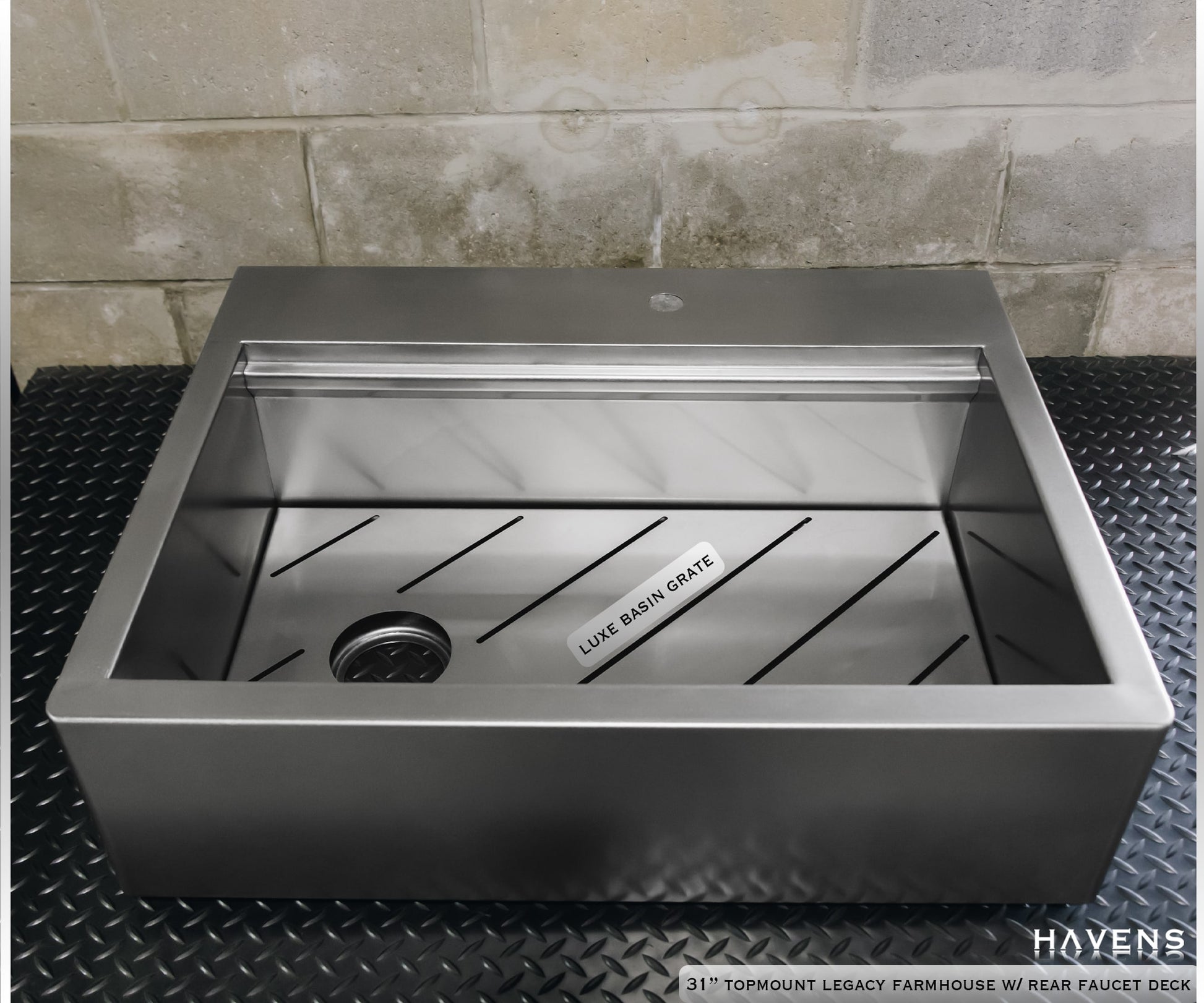 Custom Topmount Farmhouse Sink - Stainless - Havens | Luxury Metals