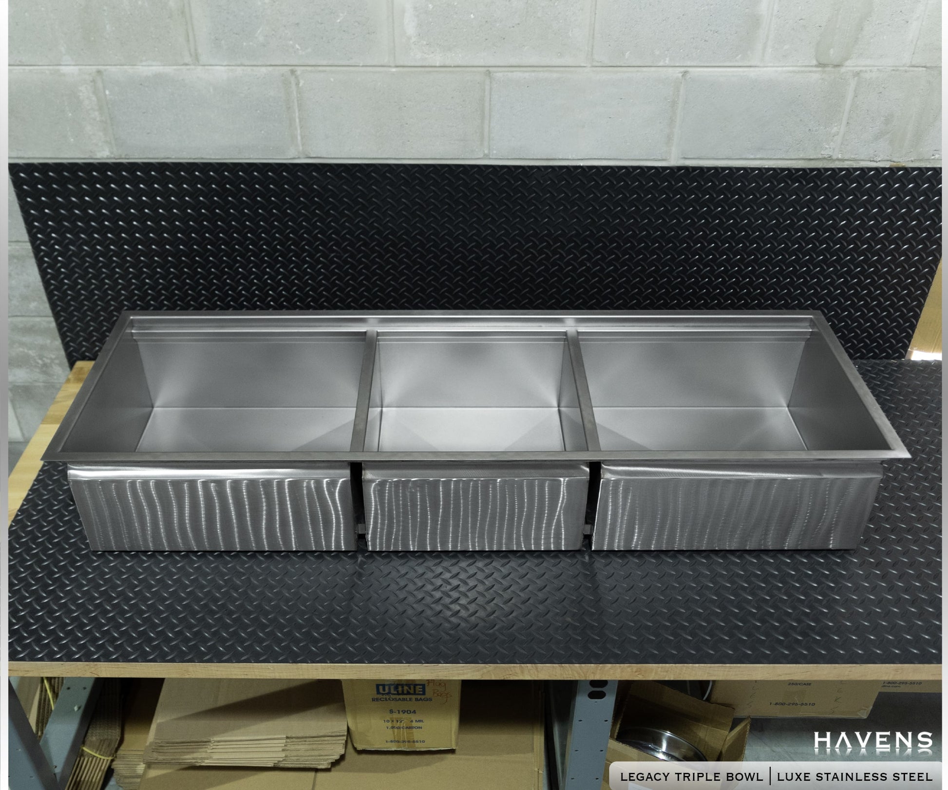 Triple Bowl Sink - Stainless Steel - Havens | Luxury Metals