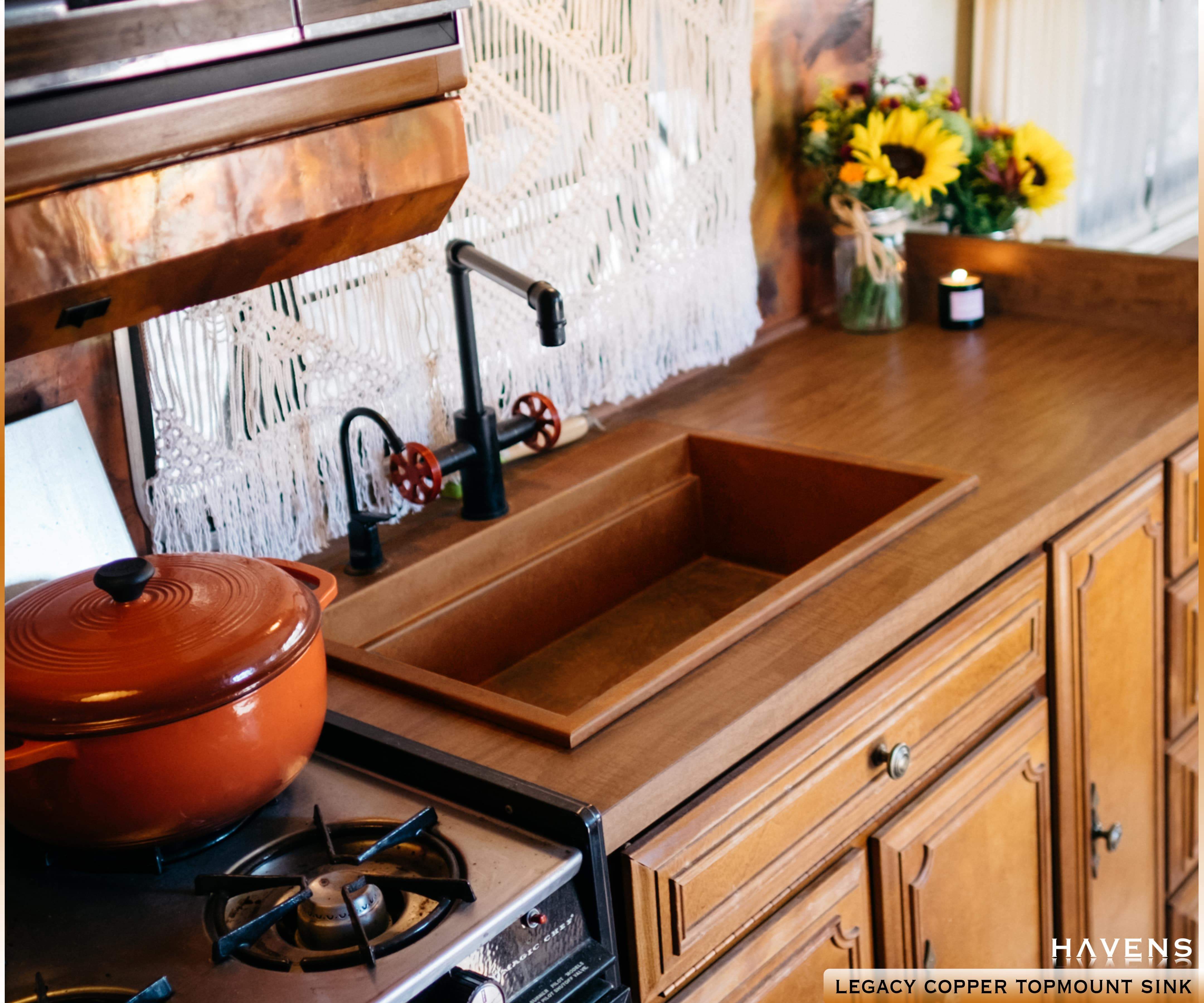 Custom Topmount Sink - Pure Copper - Havens | Luxury Metals