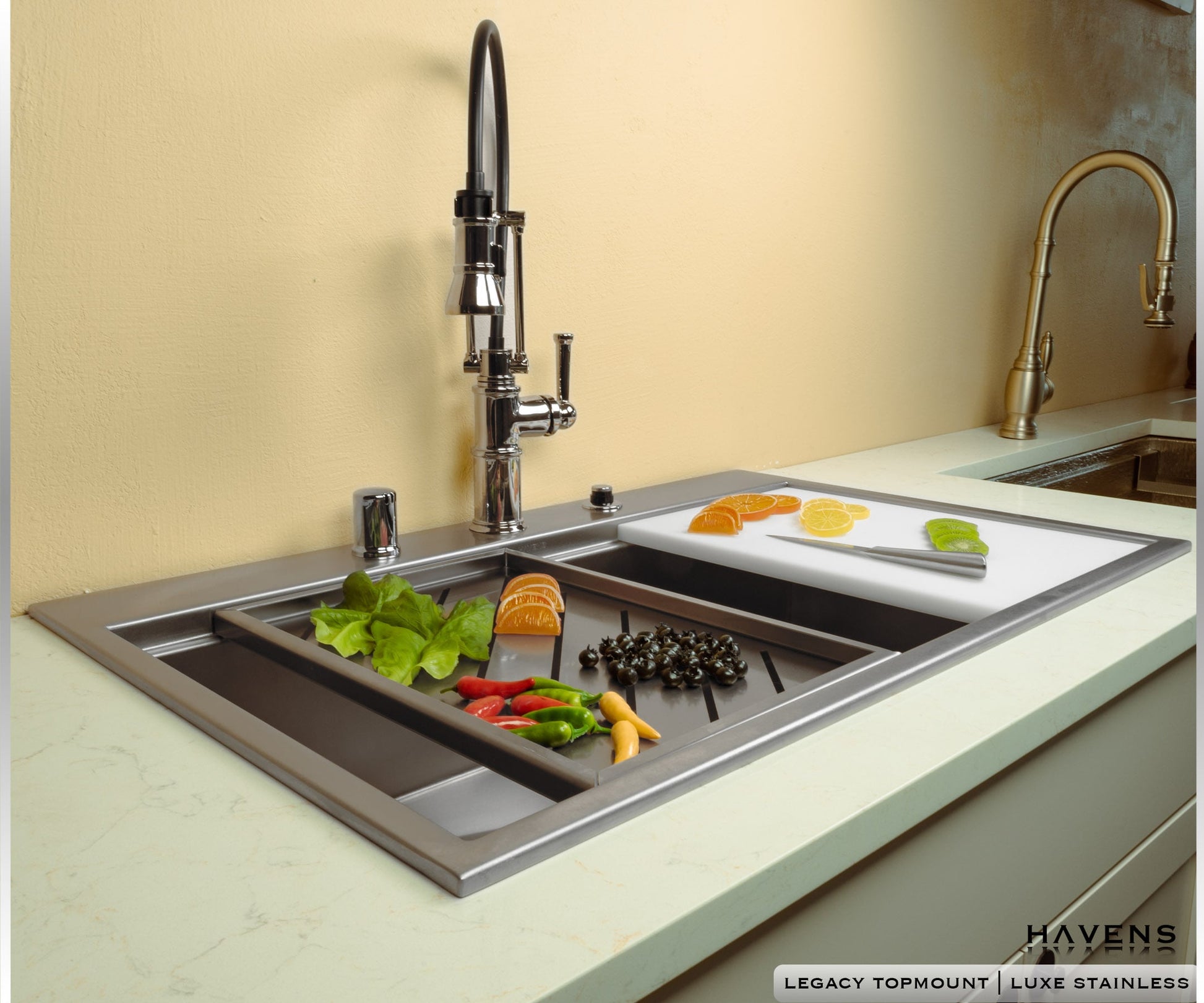 Drying Rack shown flipped to provide the perfect place to rinse fruits and veggies 