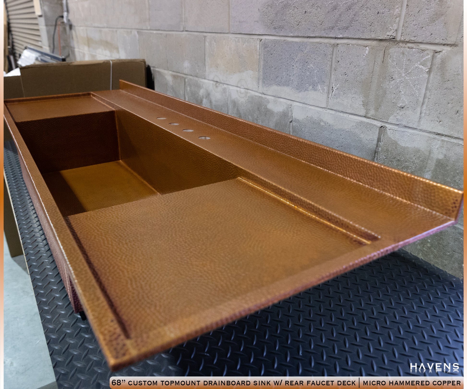 Custom Double Drainboard Sink - Pure Copper - Havens | Luxury Metals