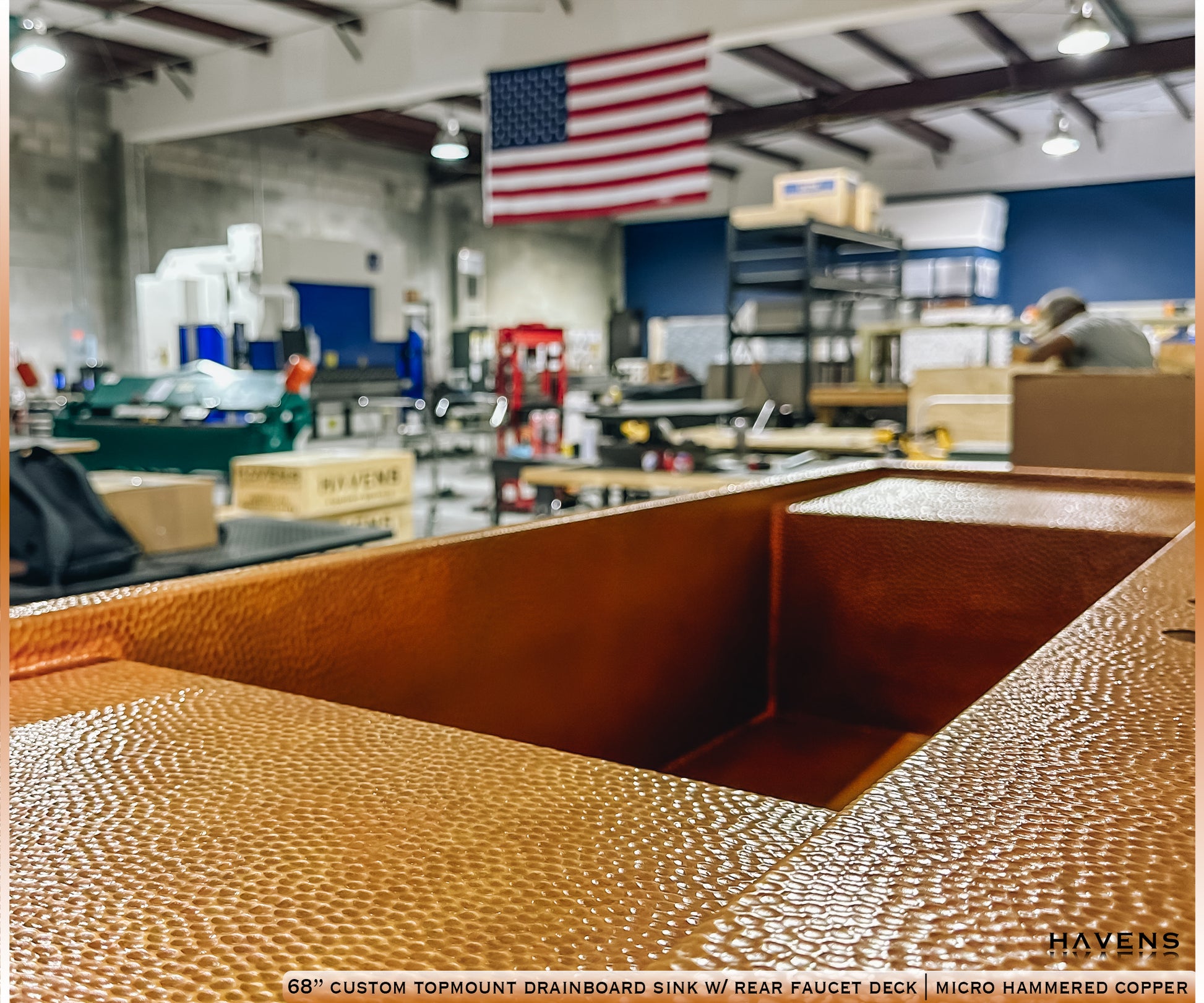 Custom Double Drainboard Sink - Pure Copper - Havens | Luxury Metals