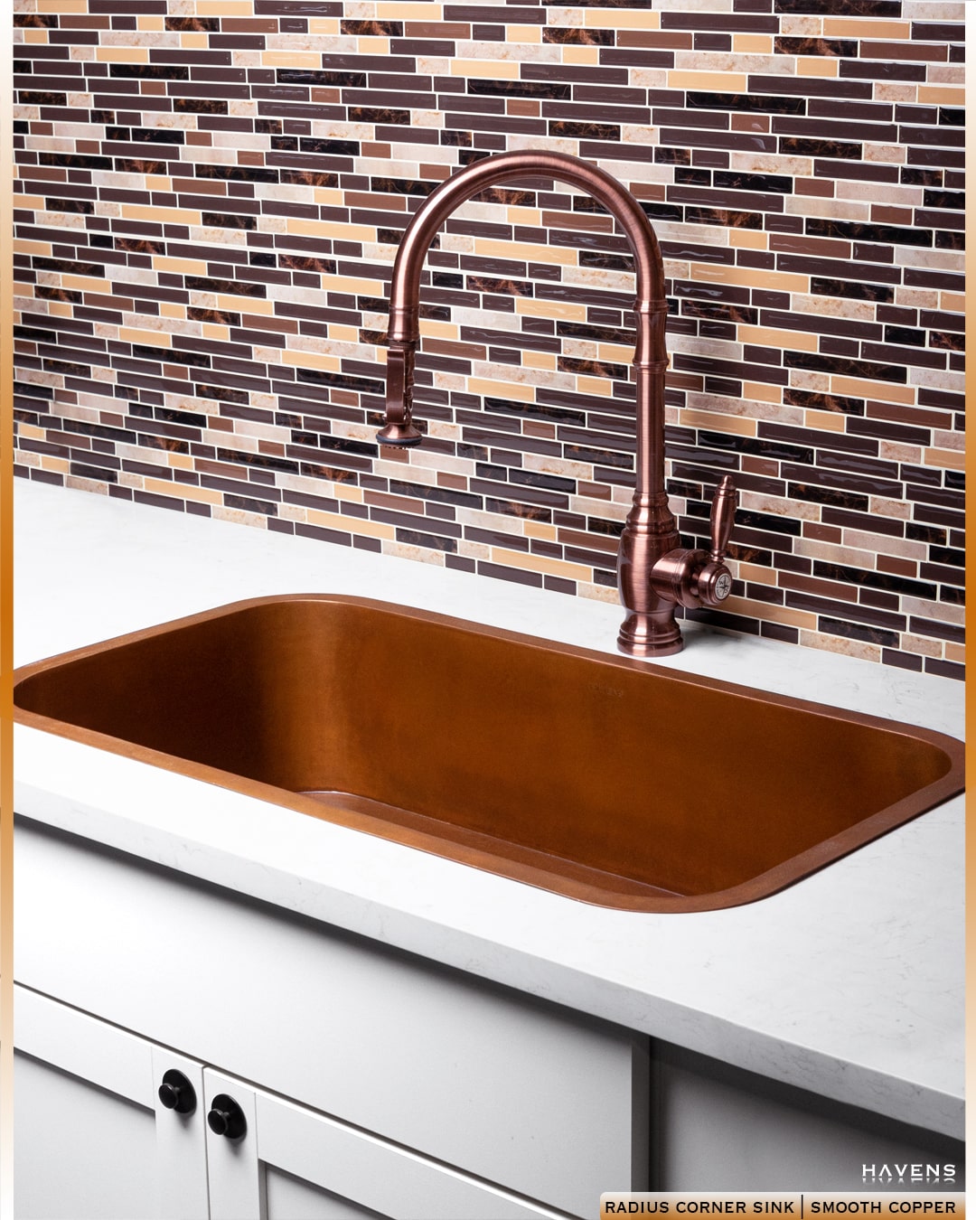 Custom Radius Corner Sink - Copper - Havens | Luxury Metals