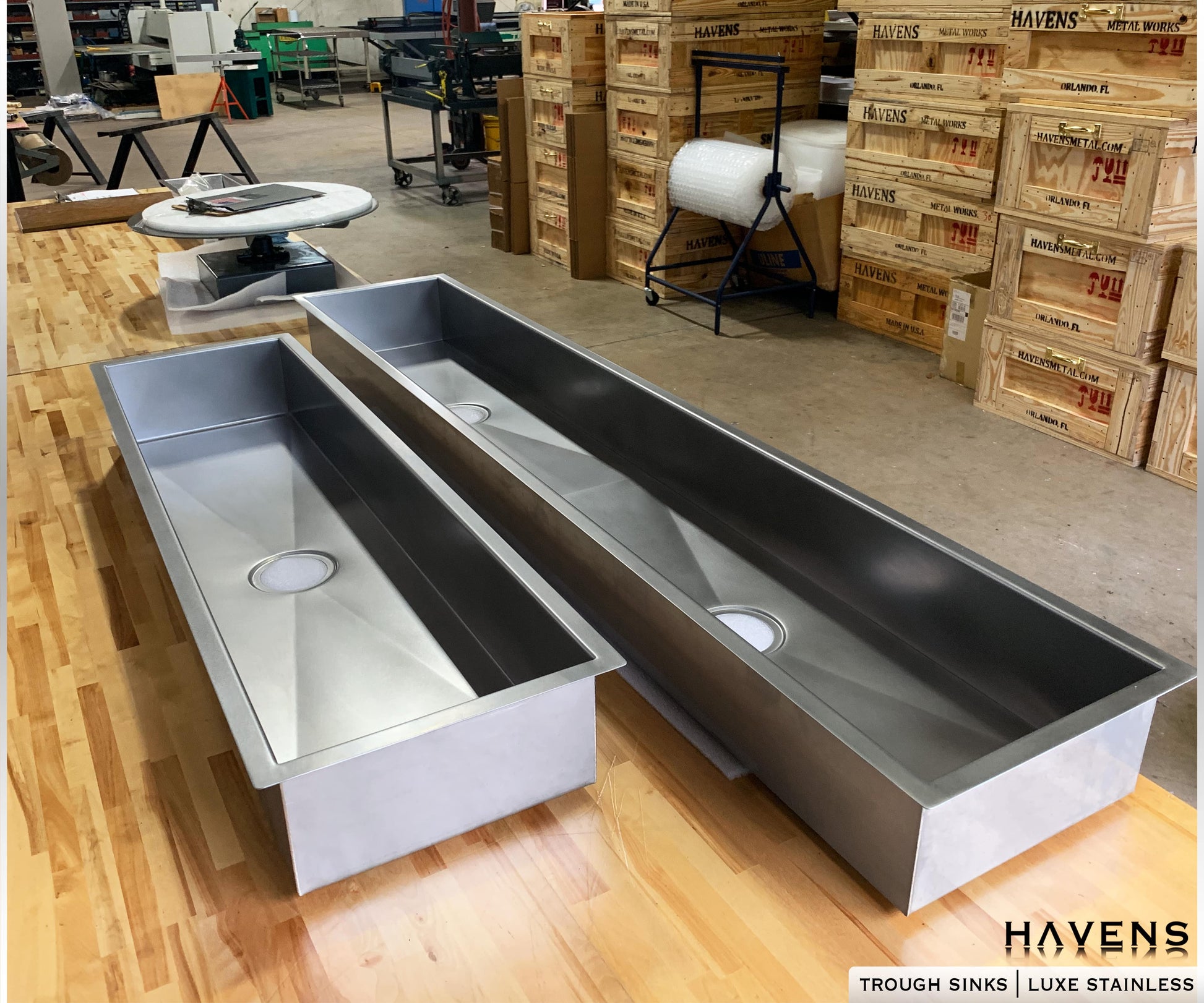 Custom Trough Sink - Stainless - Havens | Luxury Metals