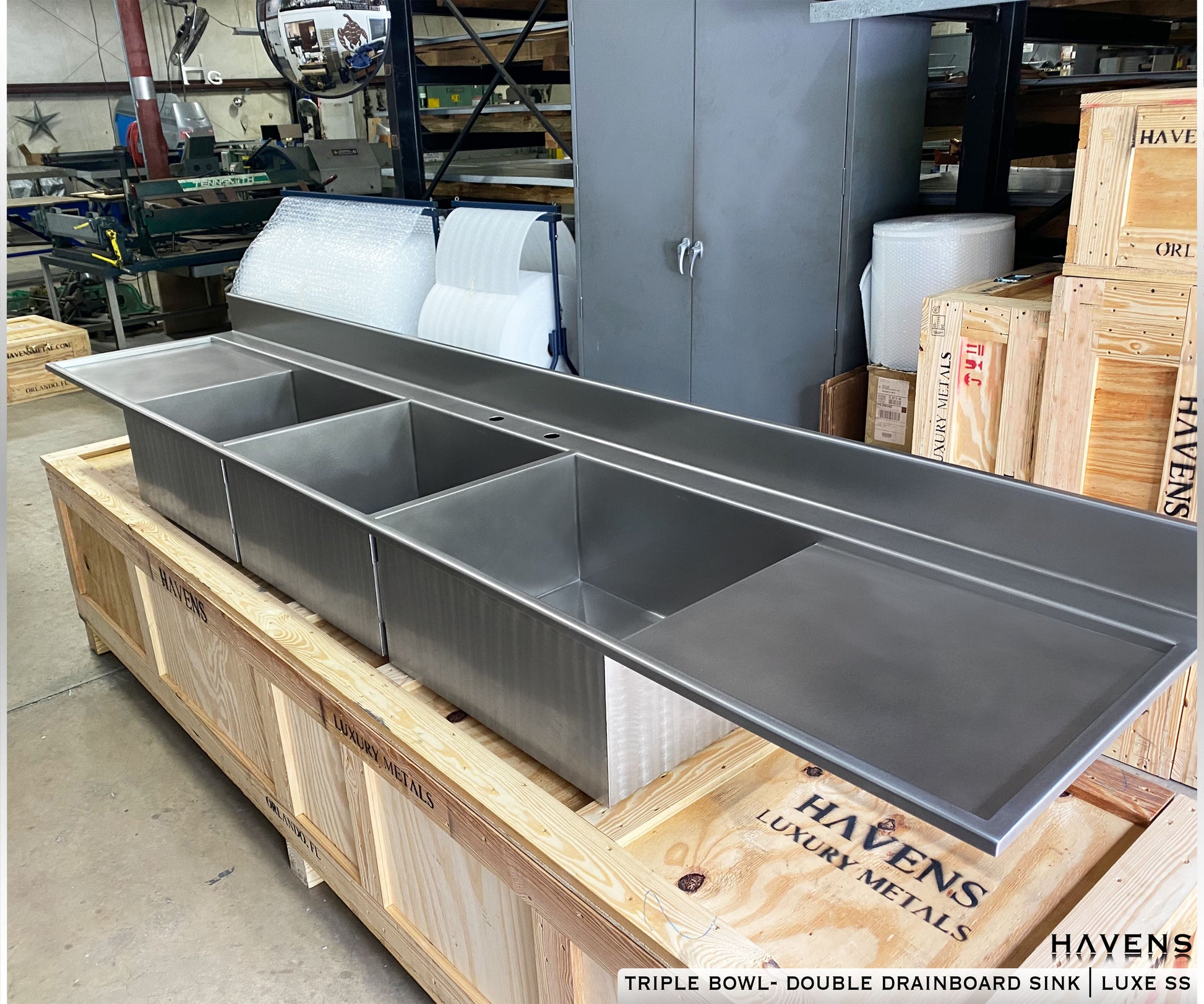 Custom Double Drainboard Sink - Stainless - Havens | Luxury Metals