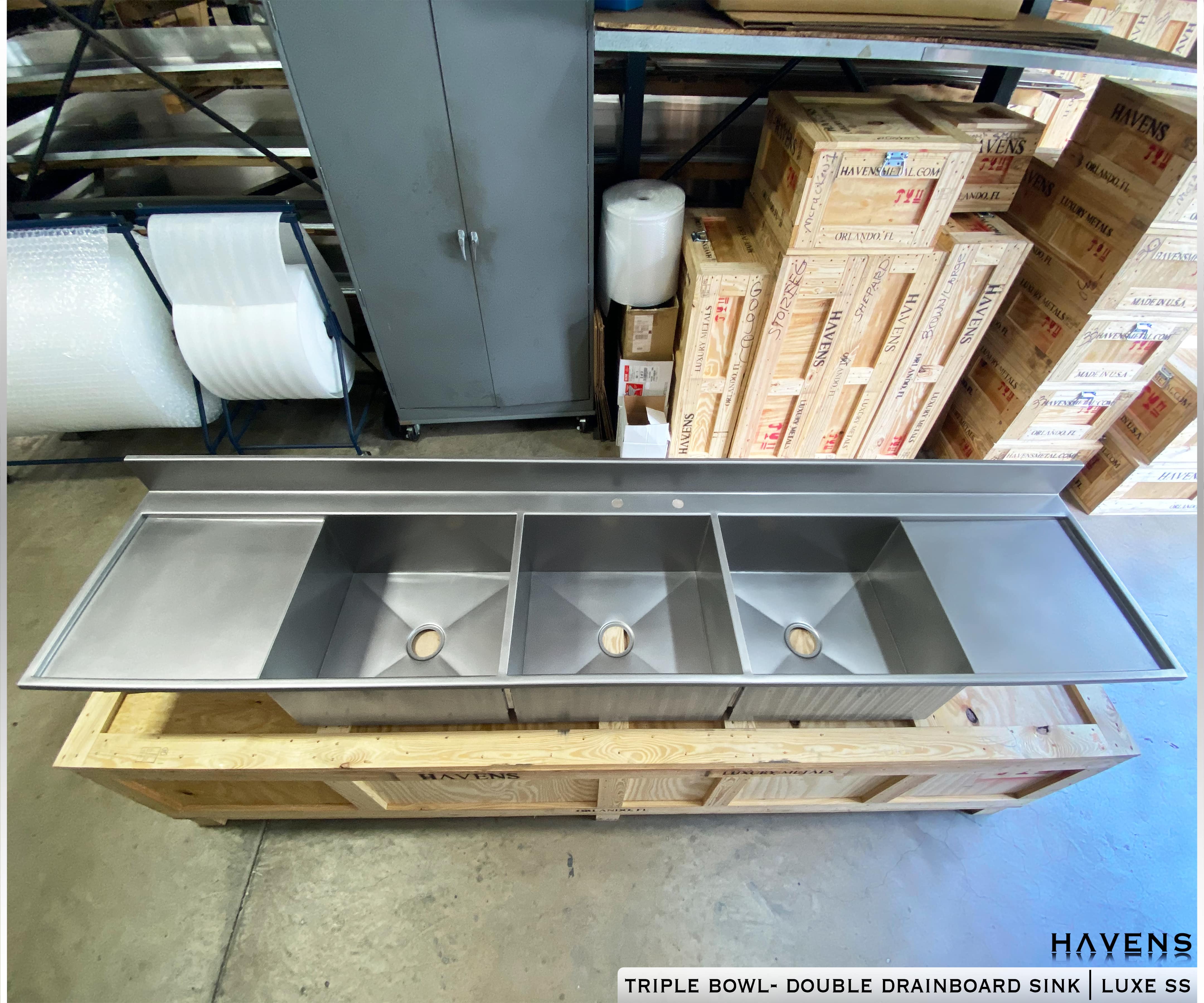 Custom Double Drainboard Sink - Stainless - Havens | Luxury Metals
