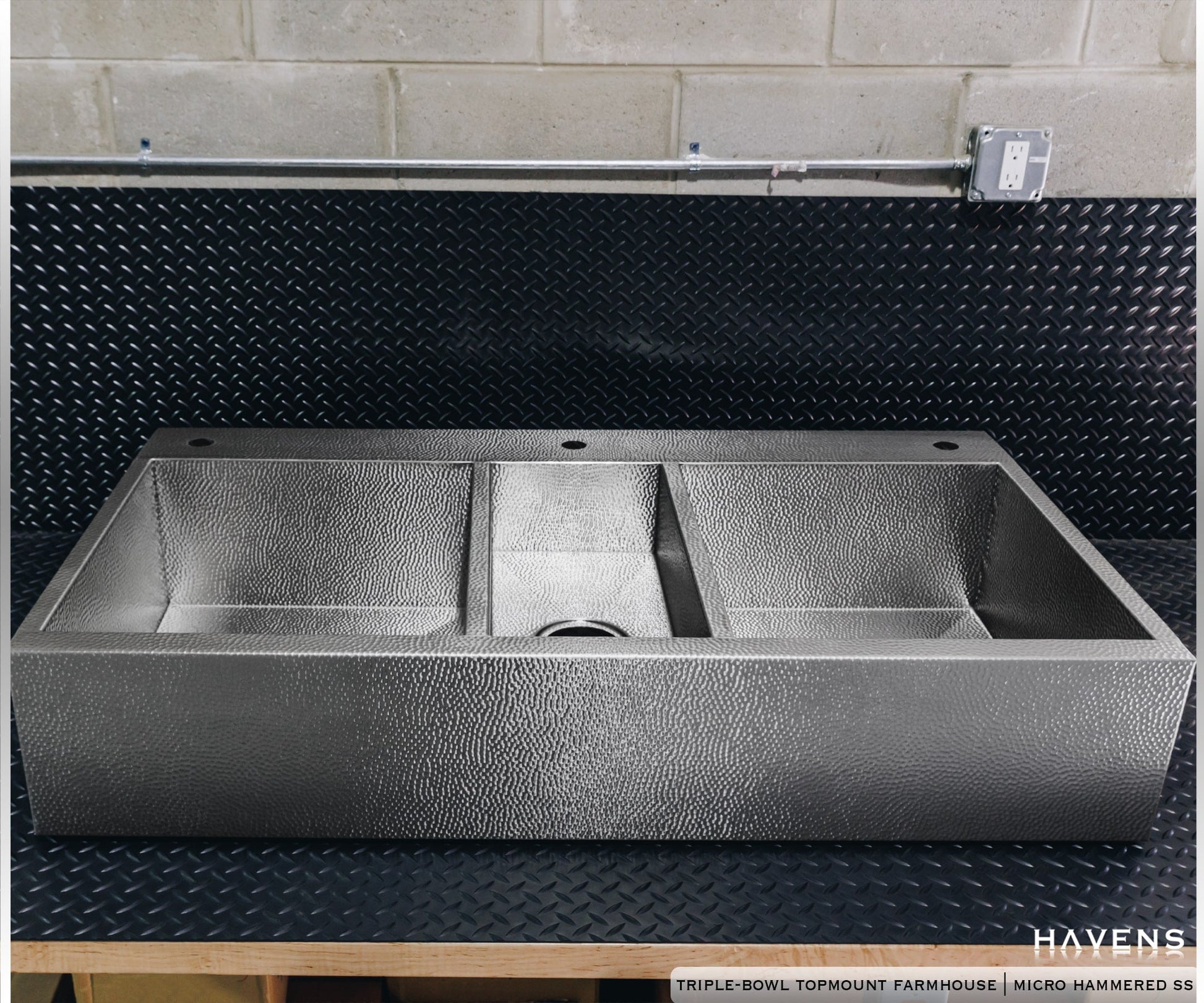 Triple Bowl Farmhouse Sink - Stainless Steel - Havens | Luxury Metals