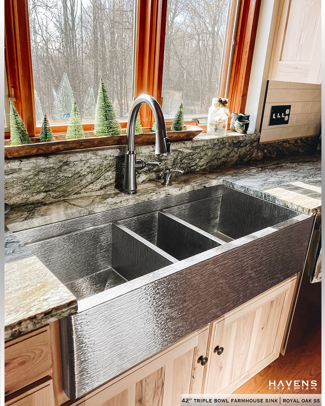 Triple Bowl Farmhouse Sink - Stainless Steel - Havens | Luxury Metals