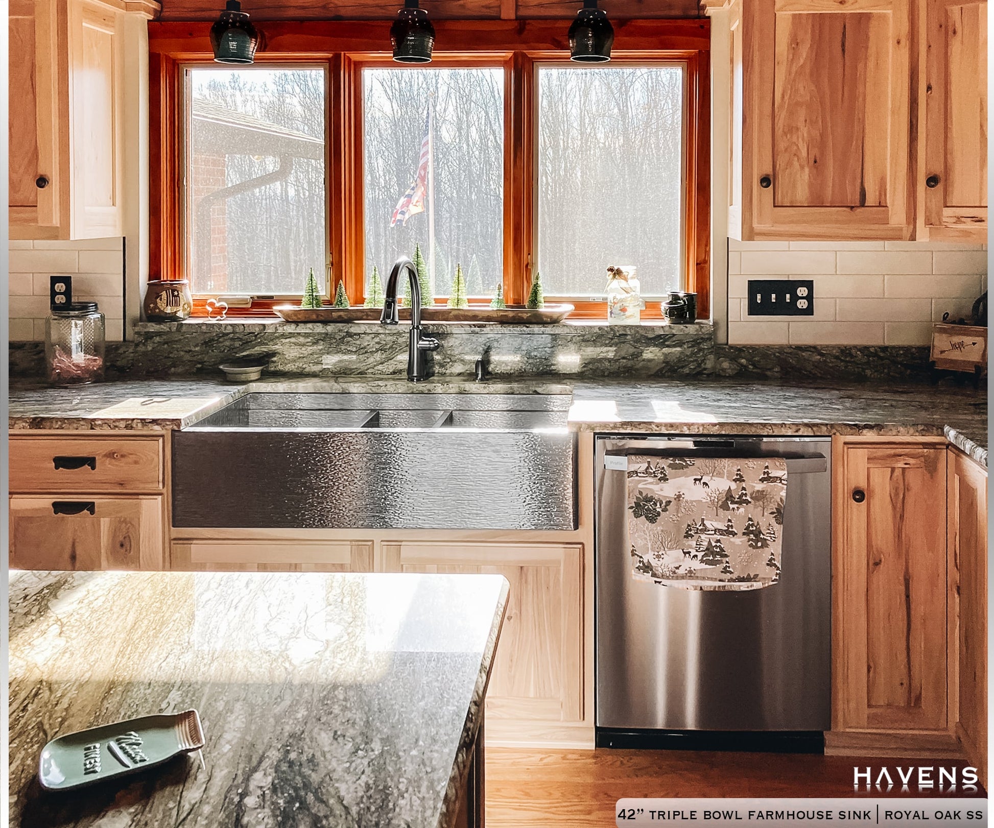 Triple Bowl Farmhouse Sink - Stainless Steel - Havens | Luxury Metals