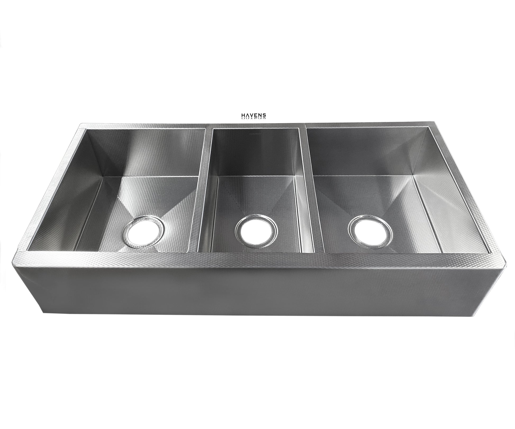 Triple Bowl Farmhouse Sink - Stainless Steel - Havens | Luxury Metals