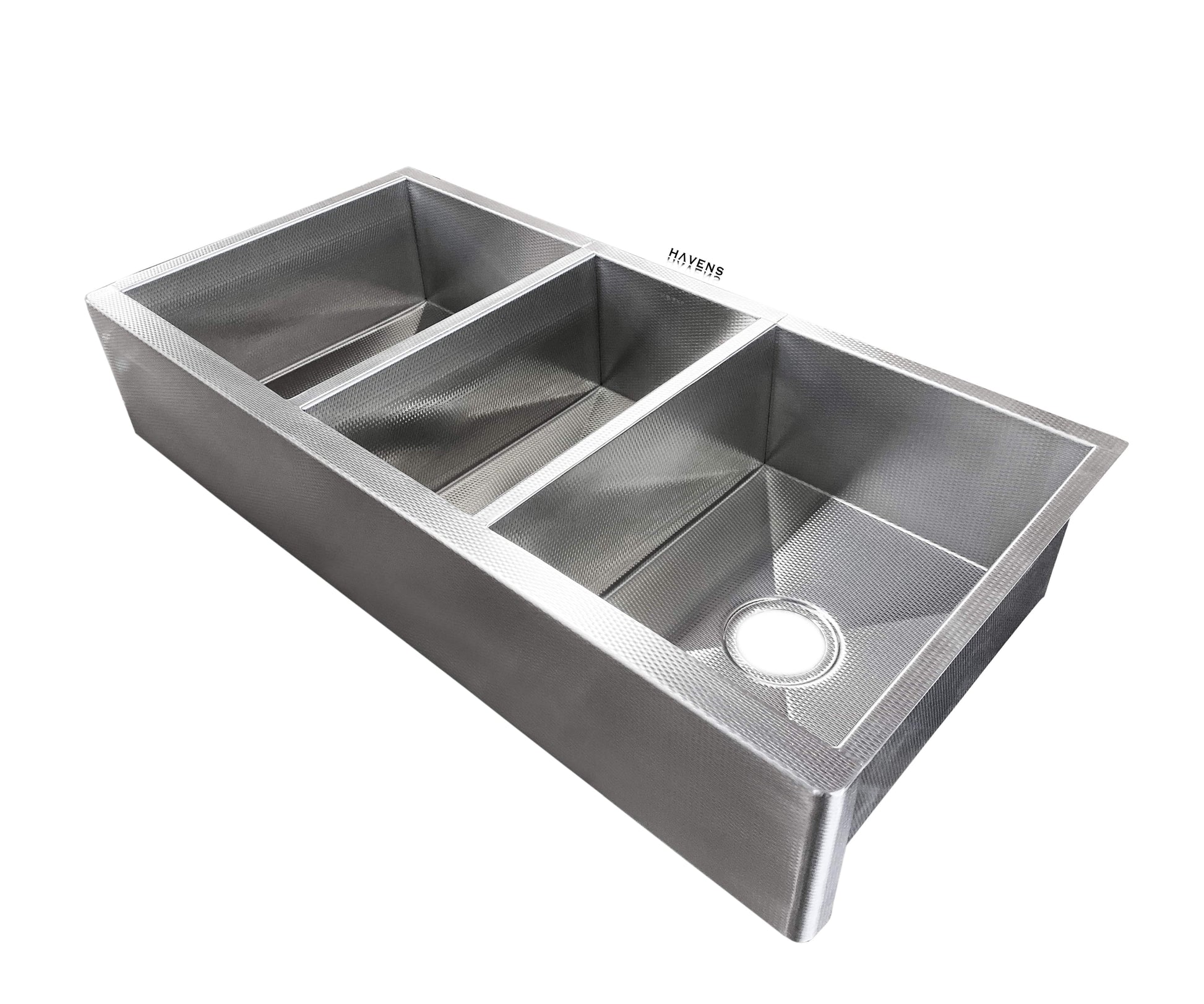 Triple Bowl Farmhouse Sink - Stainless Steel - Havens | Luxury Metals