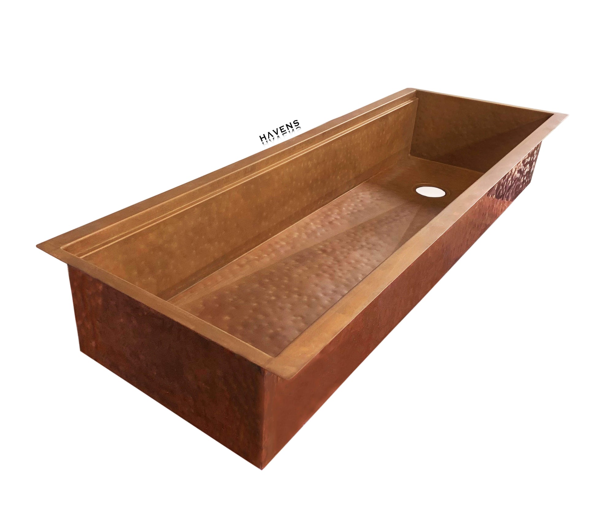Product image of Hammered Copper trough sink with advanced sink ledge