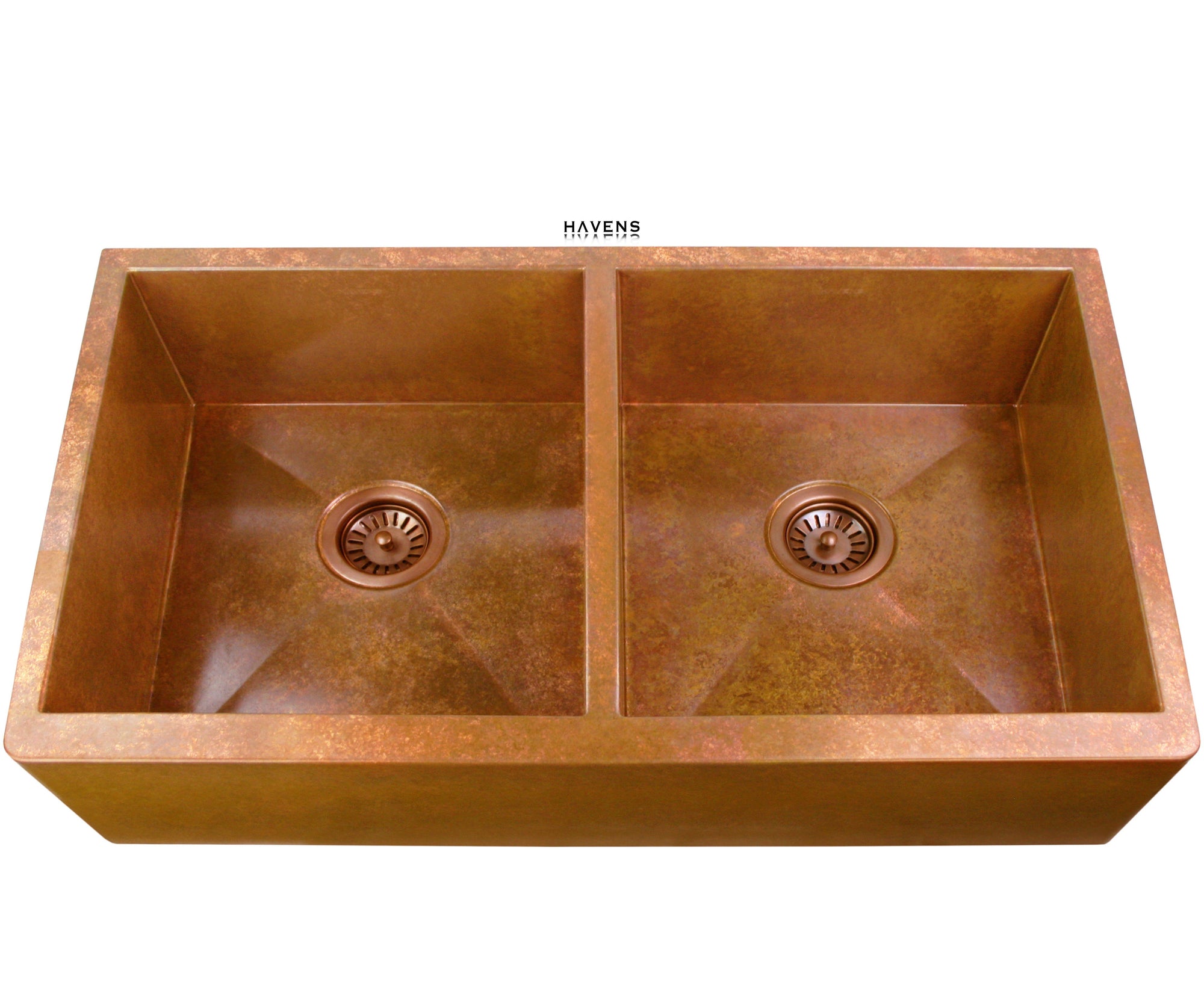Heritage Double Bowl Farmhouse Sink - Pure Copper