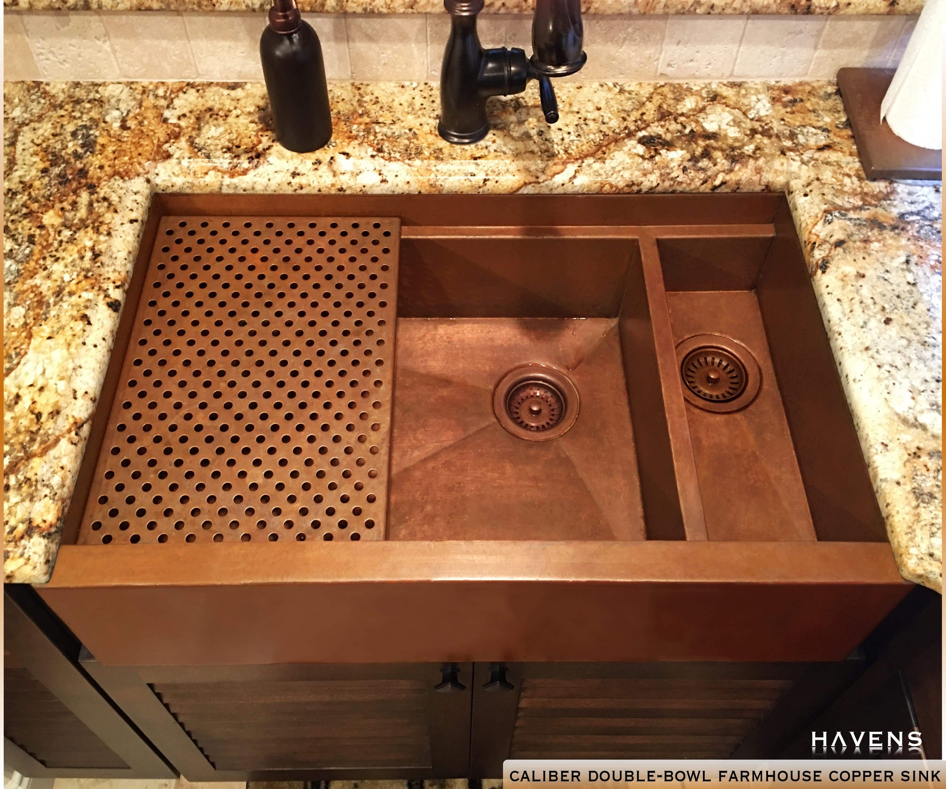 Double Bowl Farmhouse Sink - Pure Copper - Havens | Luxury Metals