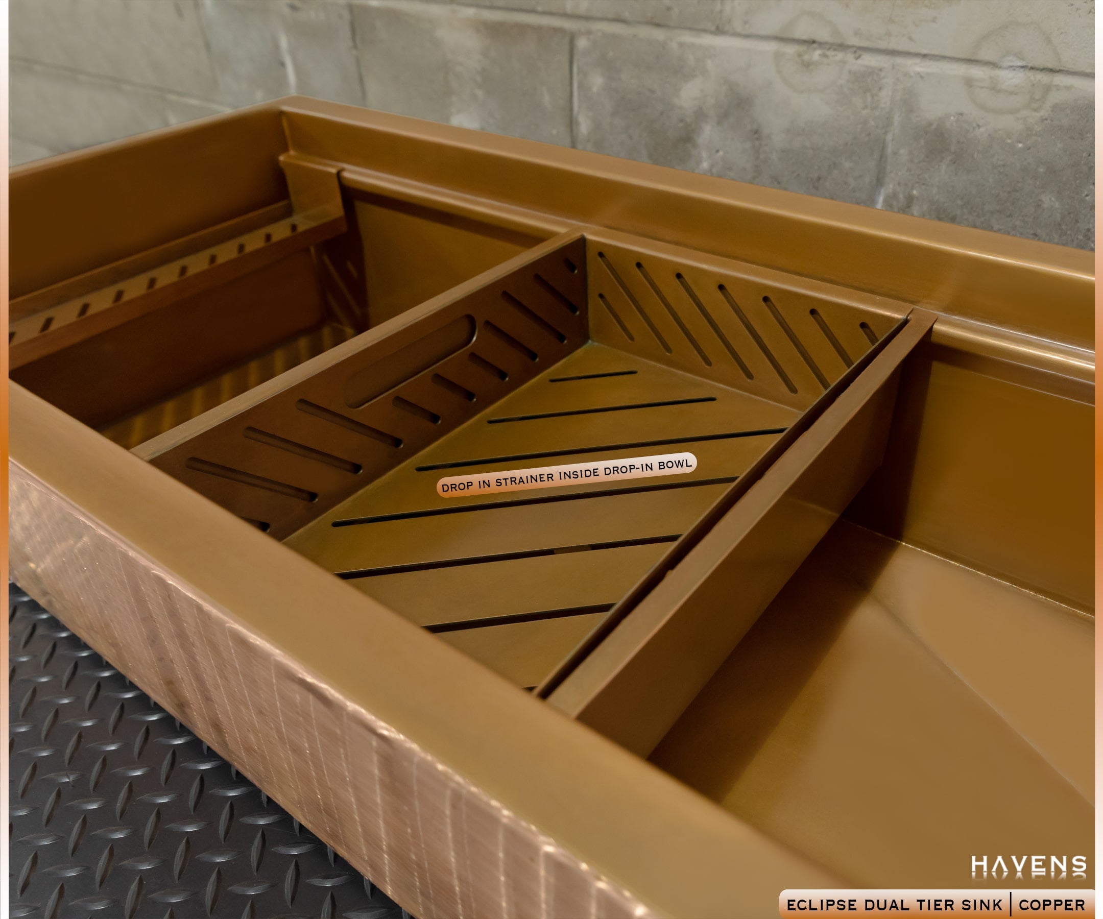 Eclipse Dual-Tier Sink - Pure Copper - Havens | Luxury Metals