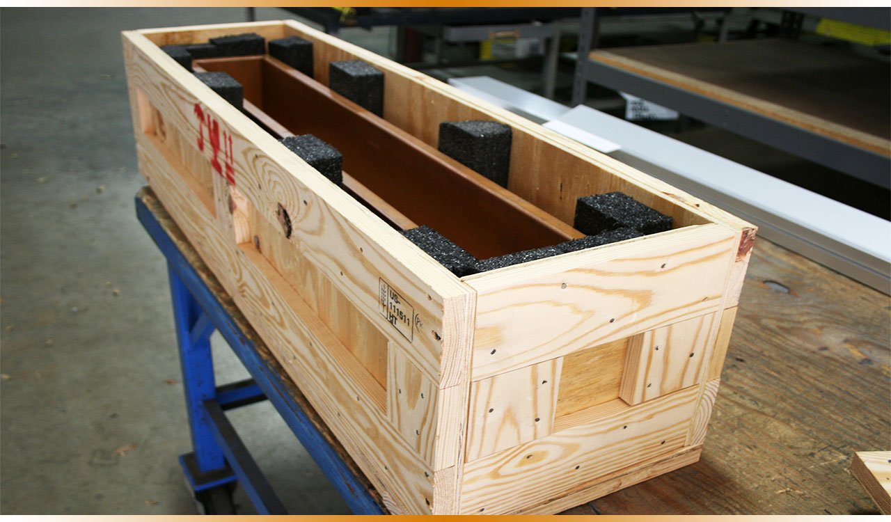 Custom Trough Sink packaged for shipping 
