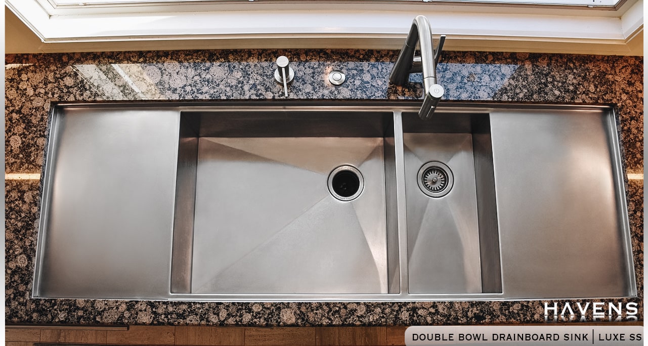 Custom Double Drainboard Sink - Stainless - Havens | Luxury Metals