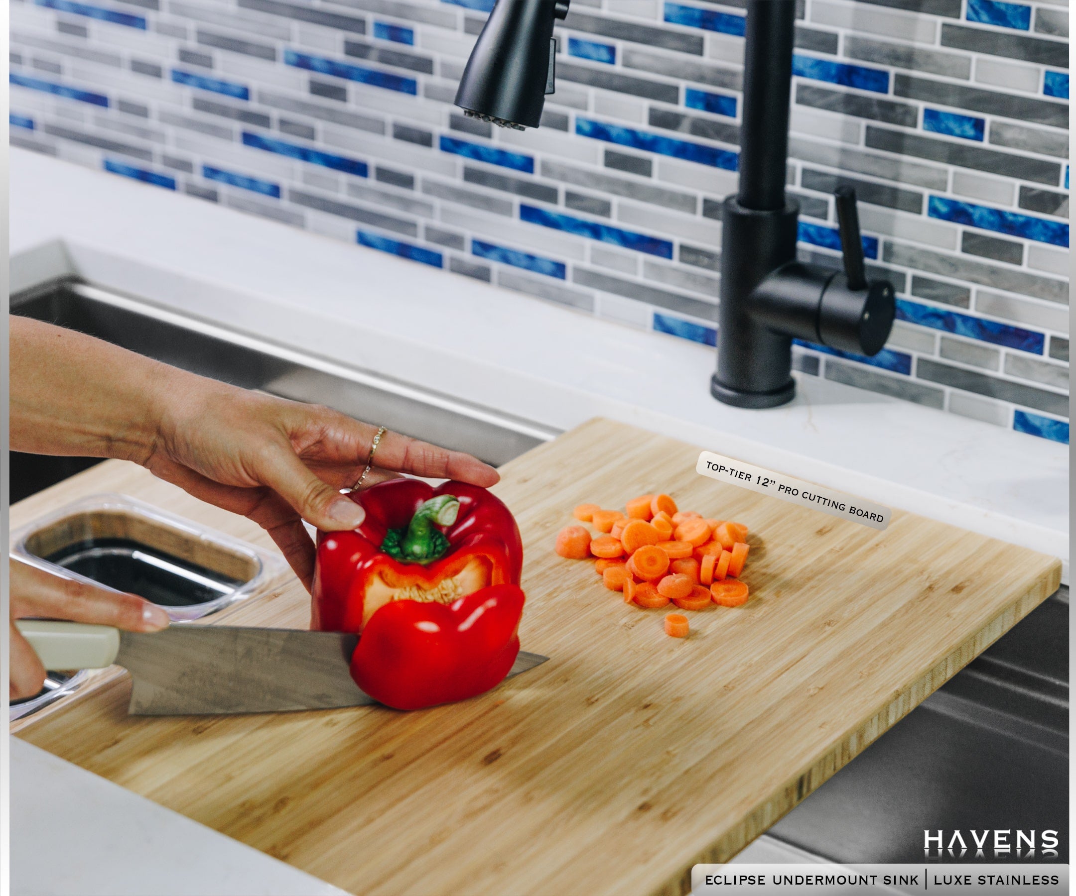 Eclipse Dual-Tier Sink - Stainless Steel - Havens | Luxury Metals