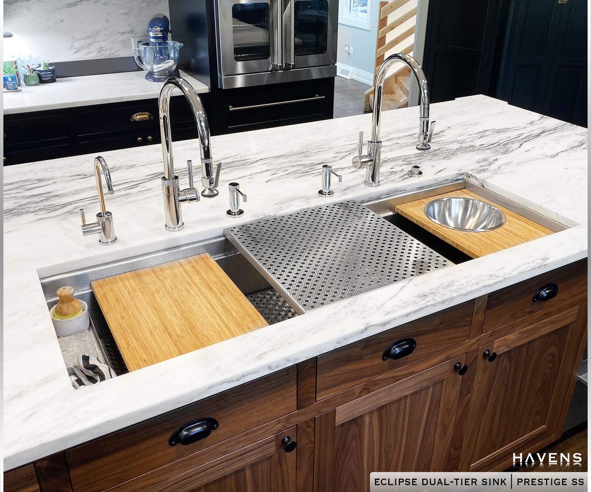 Stainless Steel Drying Rack on Dual Tier Sink