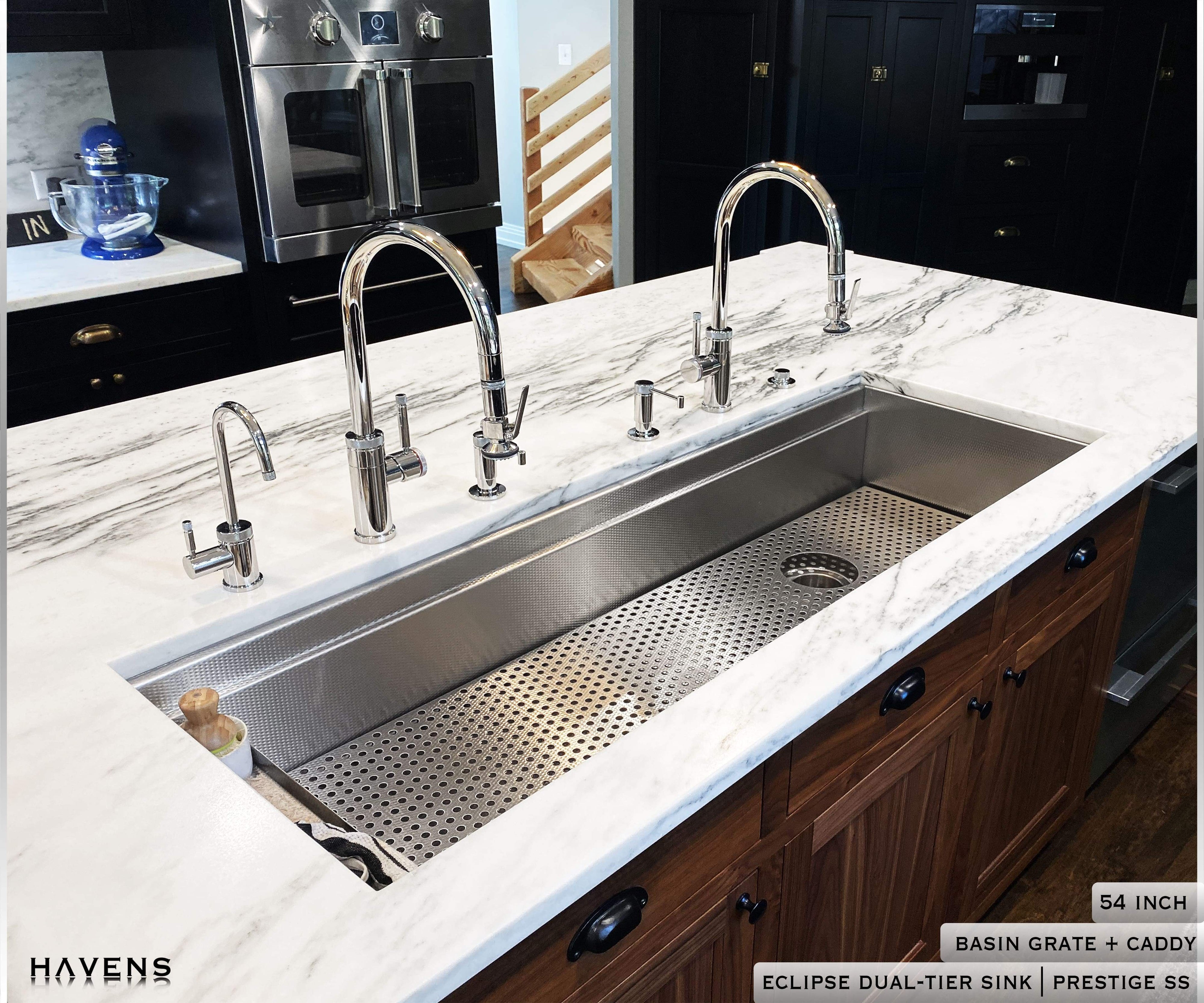 Eclipse Dual-Tier Sink - USA Made Stainless Steel - Havens | Luxury Metals