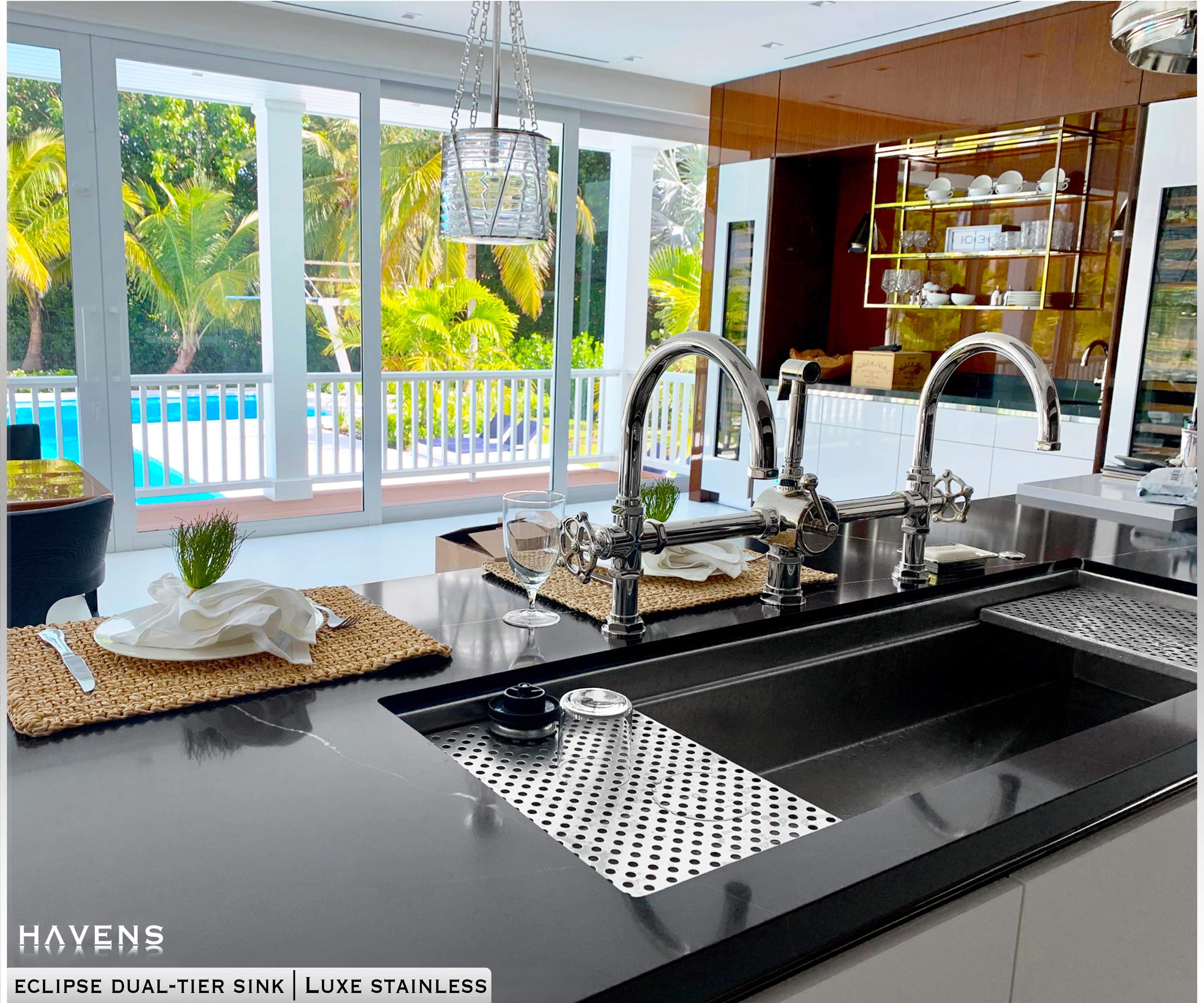 Eclipse Dual-Tier Sink - Stainless Steel - Havens | Luxury Metals