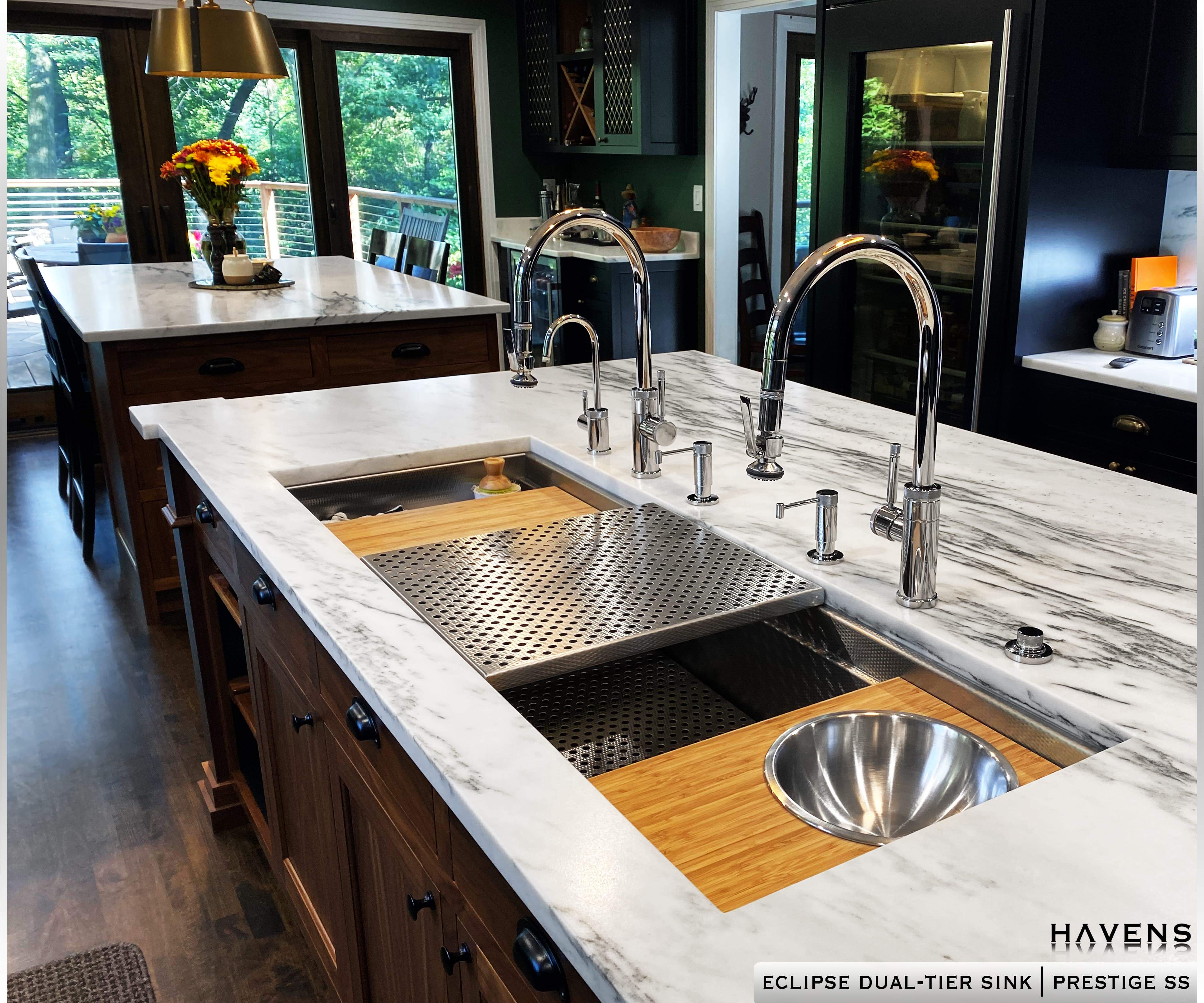 Eclipse Dual-Tier Sink - Stainless Steel - Havens | Luxury Metals