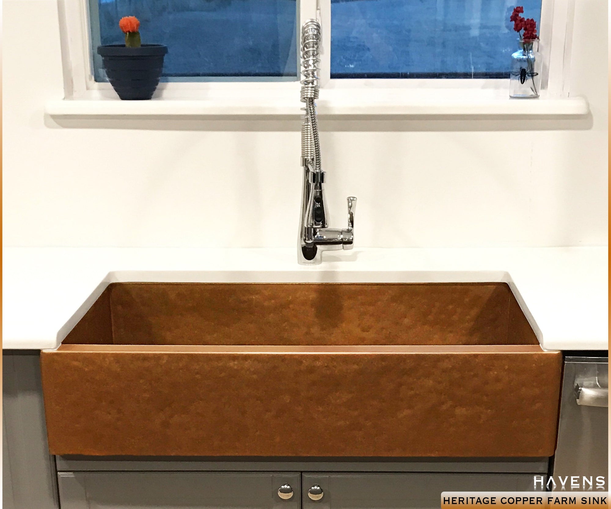 SoLuna Copper Kitchen Sink | Side Drainboard