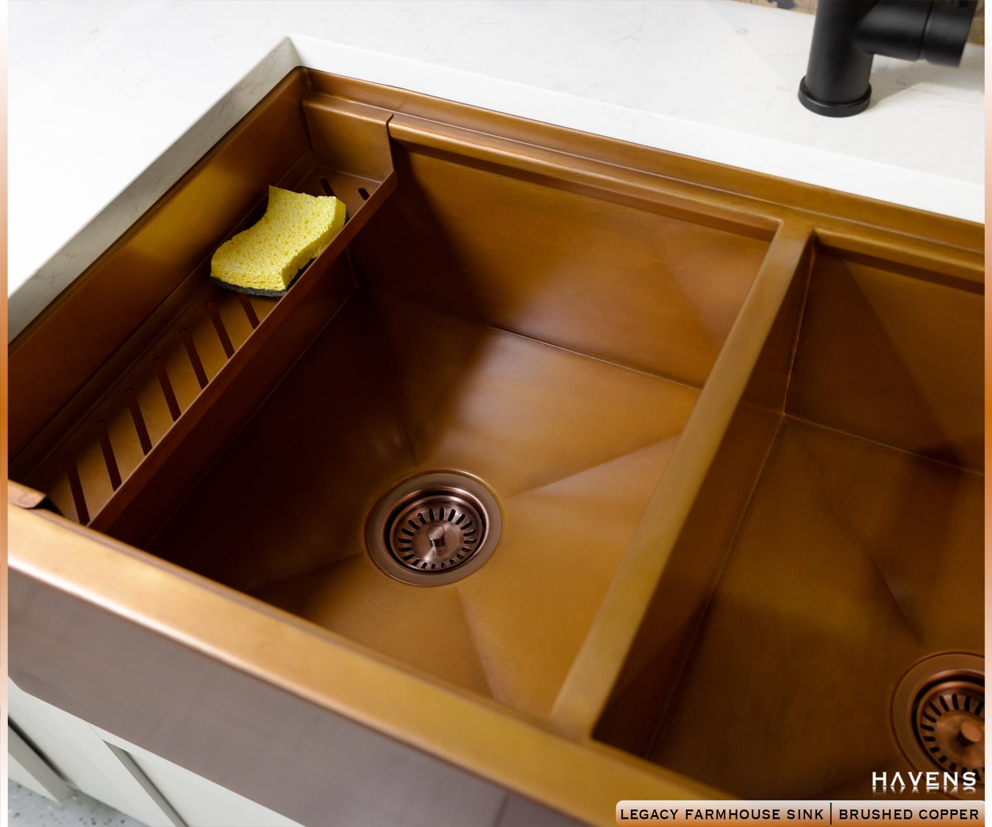 Double Bowl Farmhouse Sink - Pure Copper - Havens | Luxury Metals