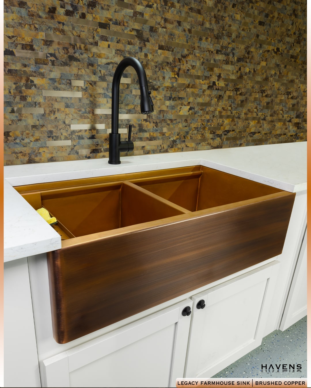 Double Bowl Farmhouse Sink - Pure Copper - Havens | Luxury Metals