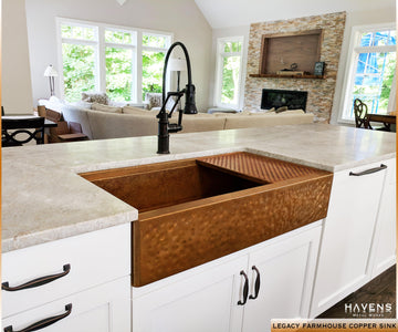 Legacy farmhouse hammered copper sink by Havens