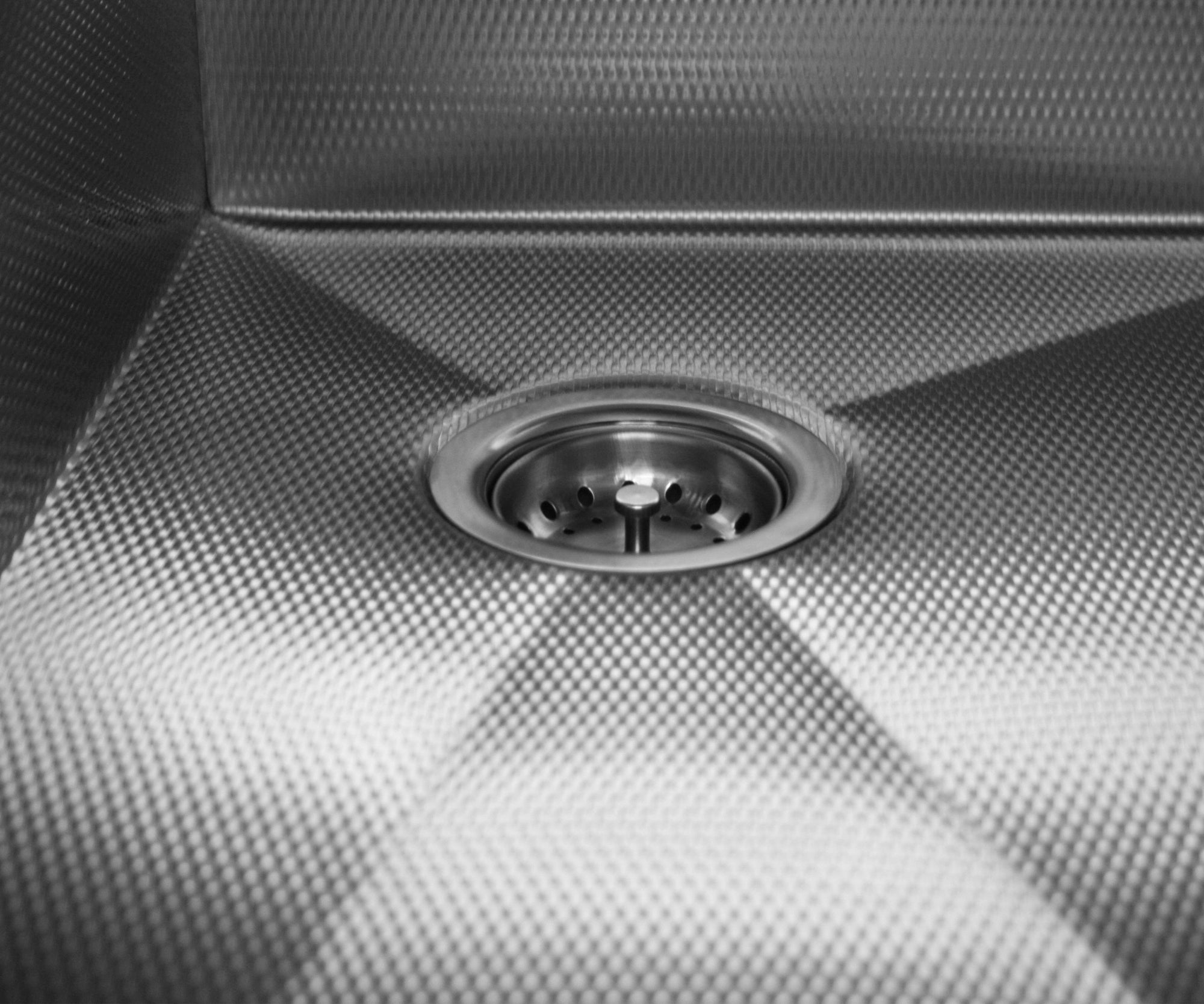 Textured stainless steel finish on a kitchen sink, Prestige by Havens.