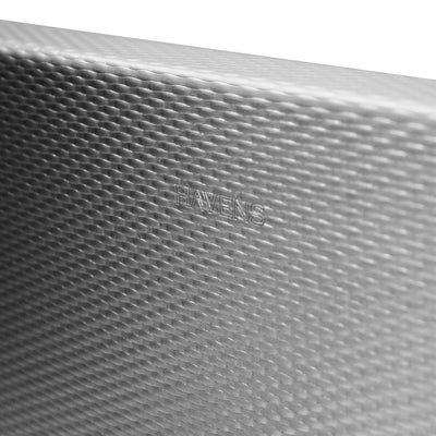 Textured stainless steel on a kitchen sink by Havens Metal.