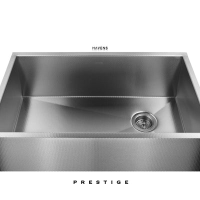 Heritage under mount stainless steel kitchen sink handmande in the USA by Havens.