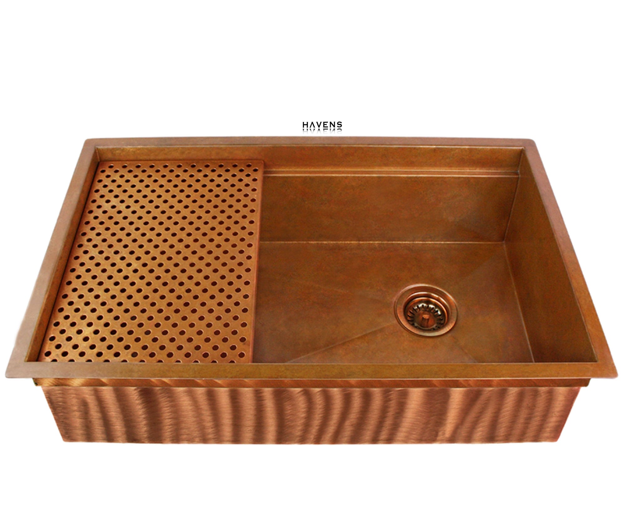 Kitchen Drain - Solid Copper Basket Strainer with Disposal Trim 3.5 - -  COPPER ALCHEMY