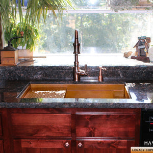 Undermount Legacy copper kitchen sink, USA handcrafted by Havens.