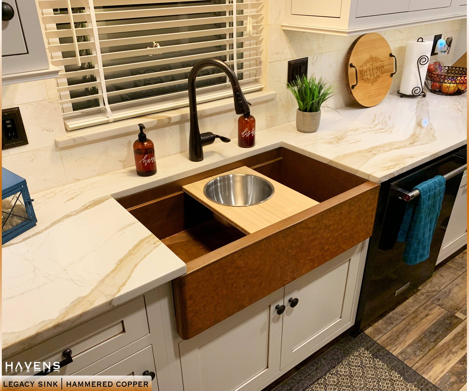 Mixing Bowl Board from Home Chef Accessory Package in Hammered Copper Farmhouse Sink 