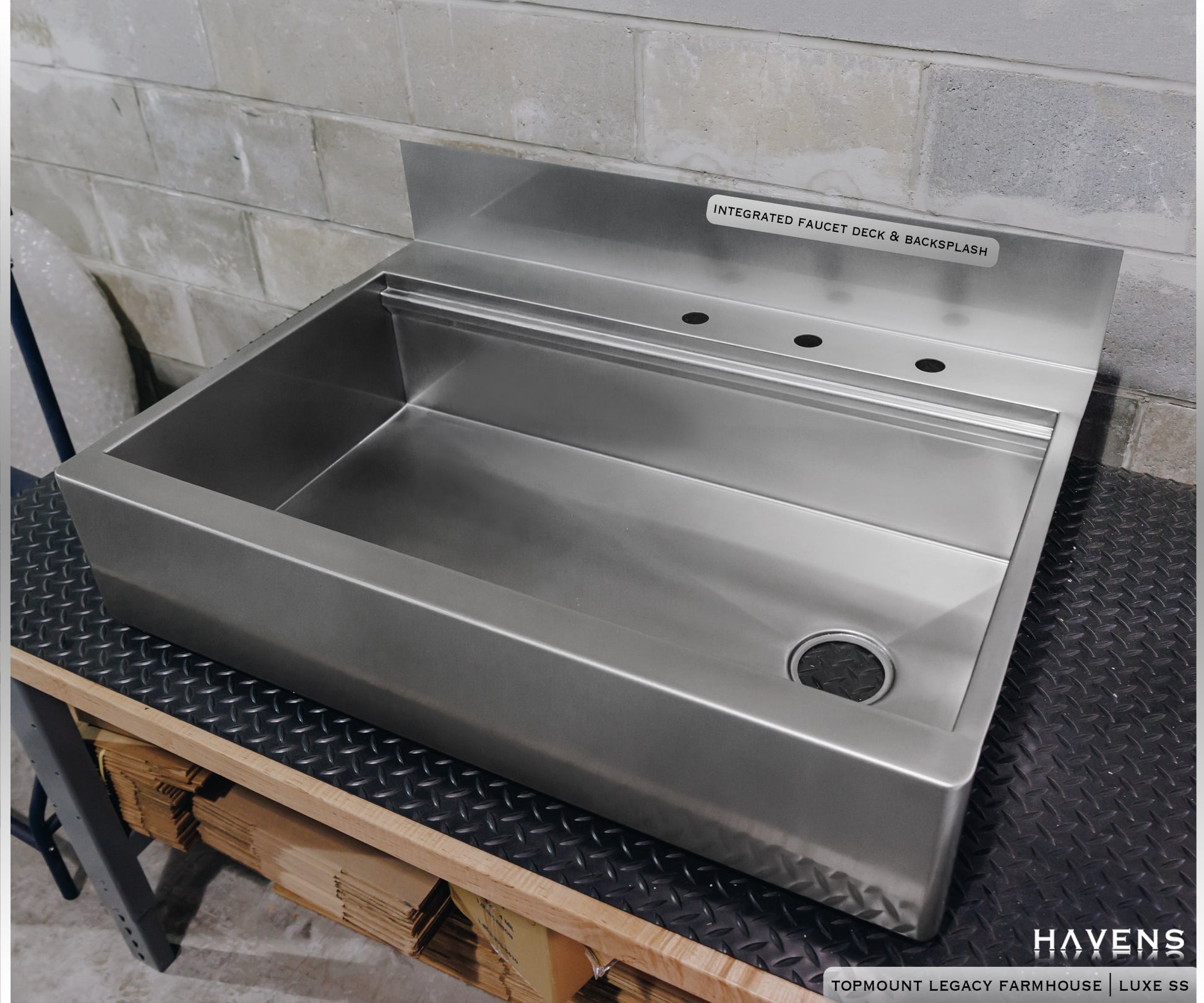 Custom Topmount Farmhouse Sink - Stainless - Havens | Luxury Metals